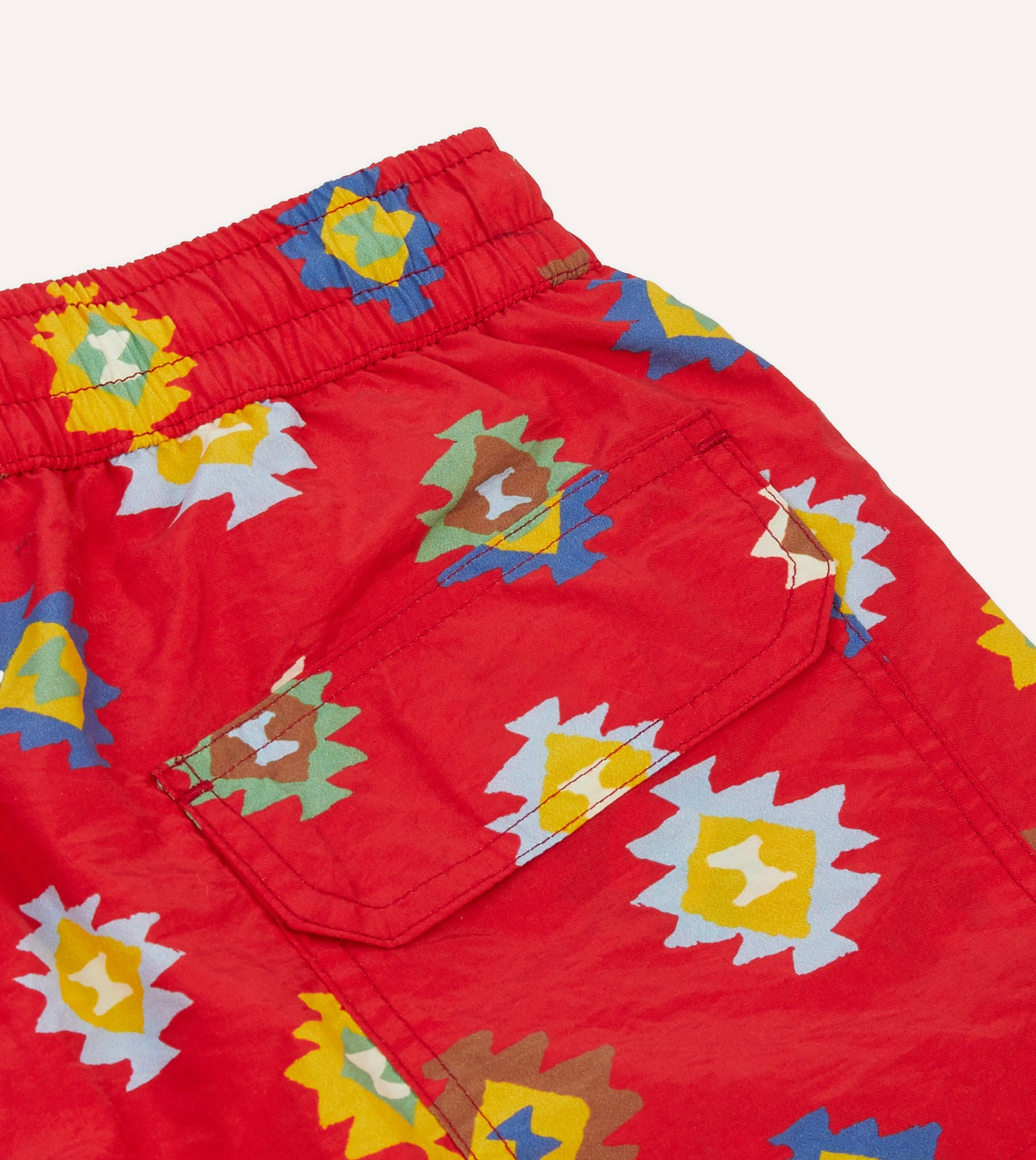 Red Kilim Print Nylon Drawstring Swim Shorts sold by Drake's London product image thumbnail 4