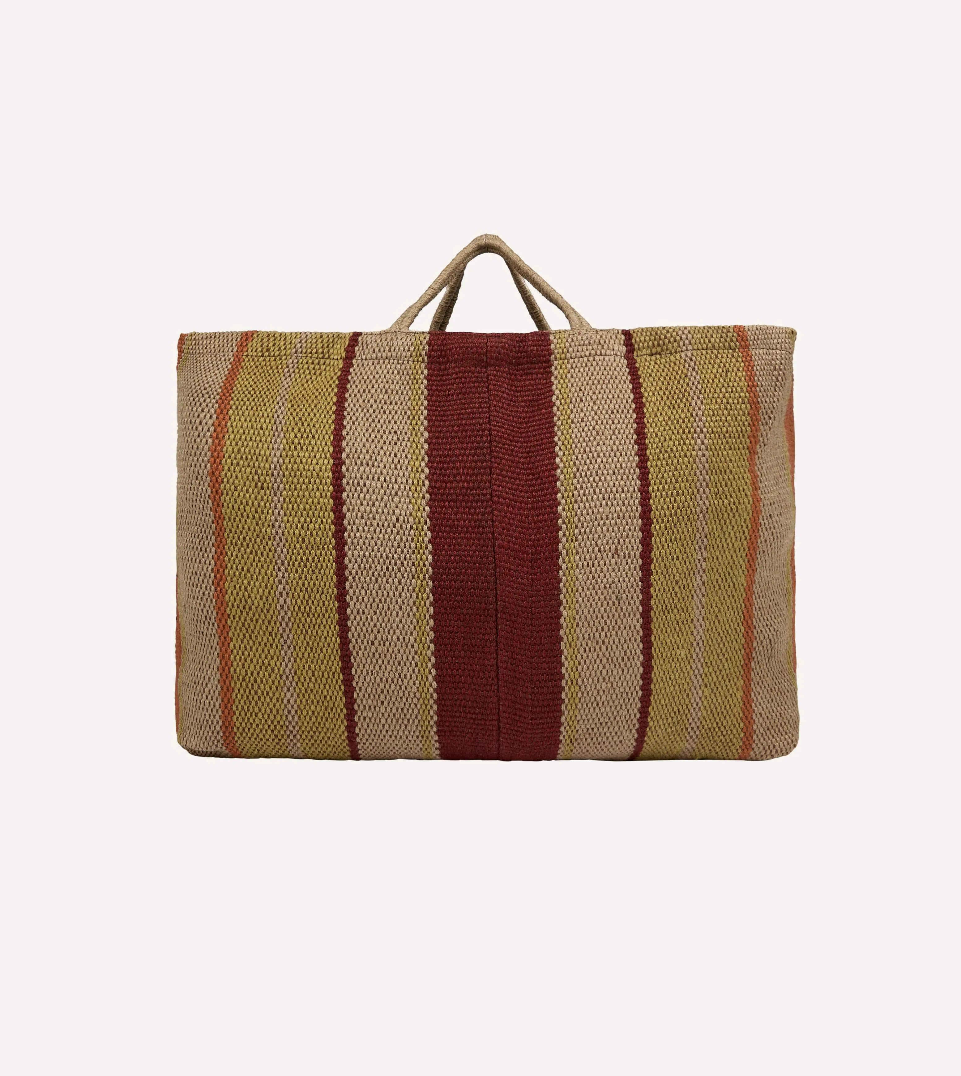 Red, Orange and Yellow Maison Bengal Extra Large Jute Poresh Tote Bag sold by Drake's London