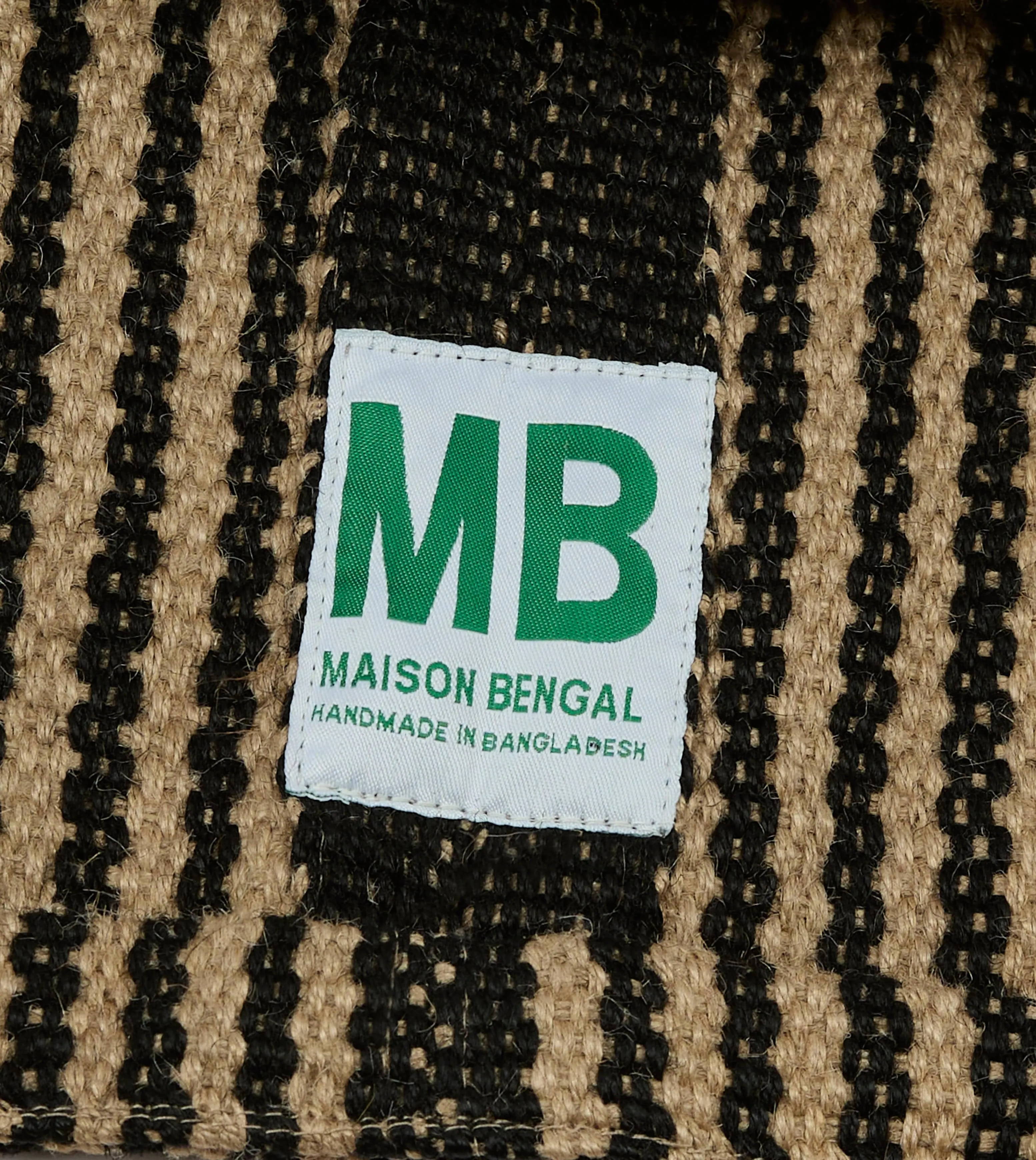 Black and Beige Maison Bengal Extra Large Jute Poresh Tote Bag sold by Drake's London product image thumbnail 4