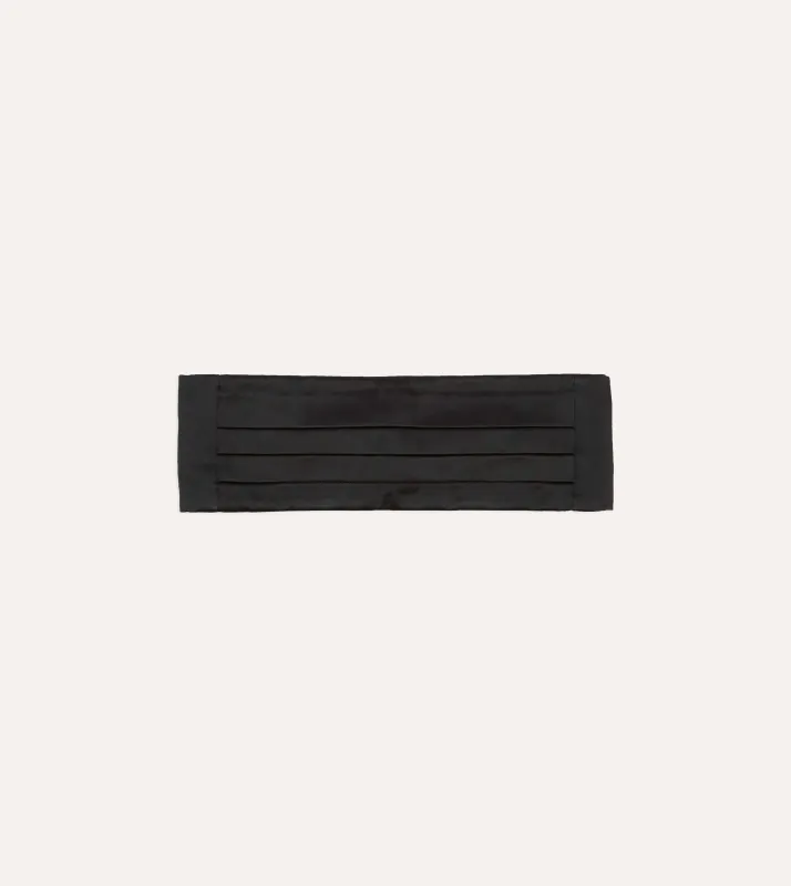 Black Silk Satin Cummerbund made by Drake's London