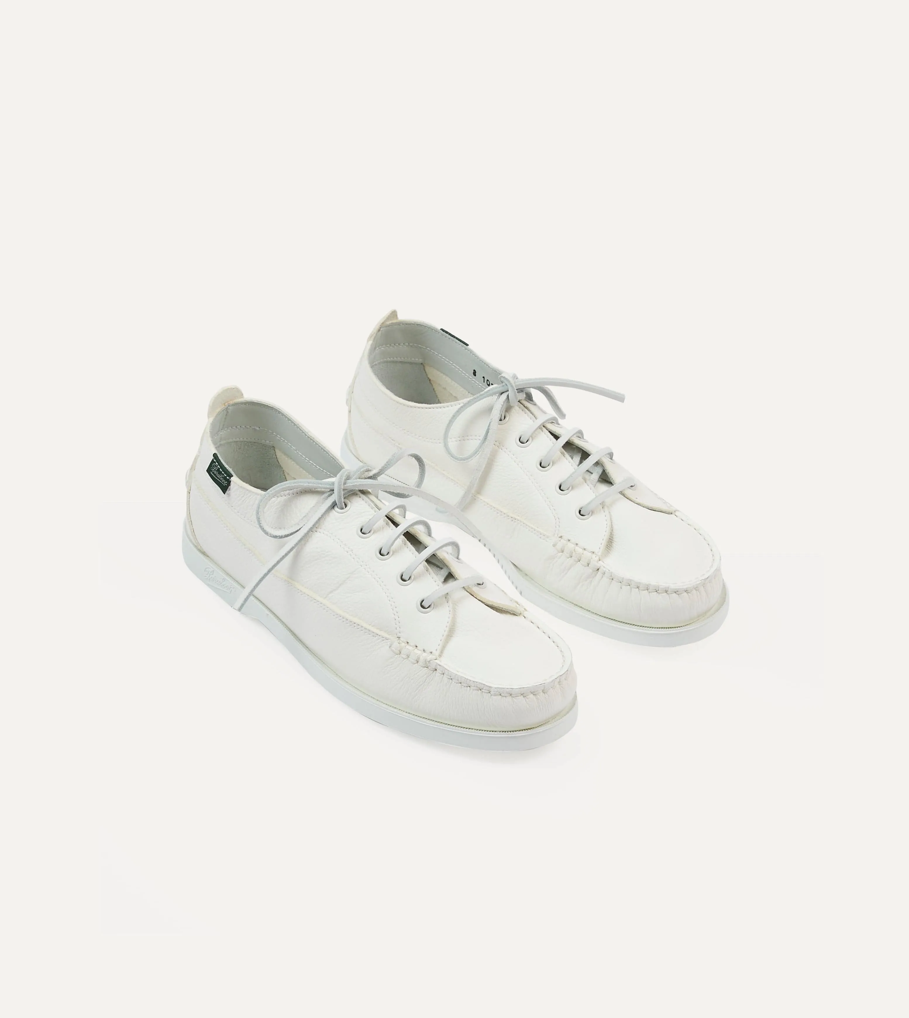 Paraboot Malibu White Deer Leather Boat Shoe sold by Drake's London