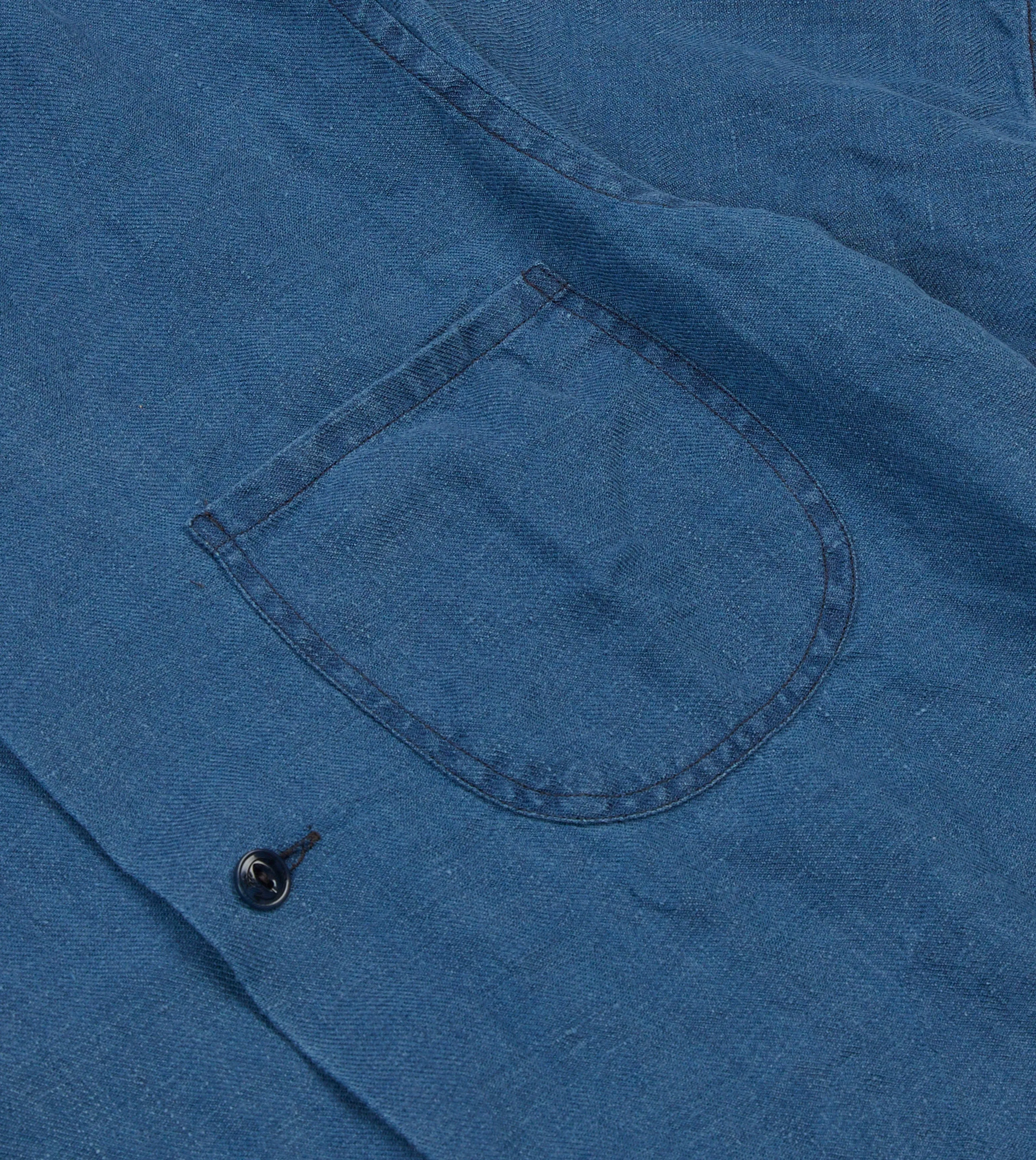 Indigo Linen Short Sleeve Safari Shirt sold by Drake's London product image thumbnail 4