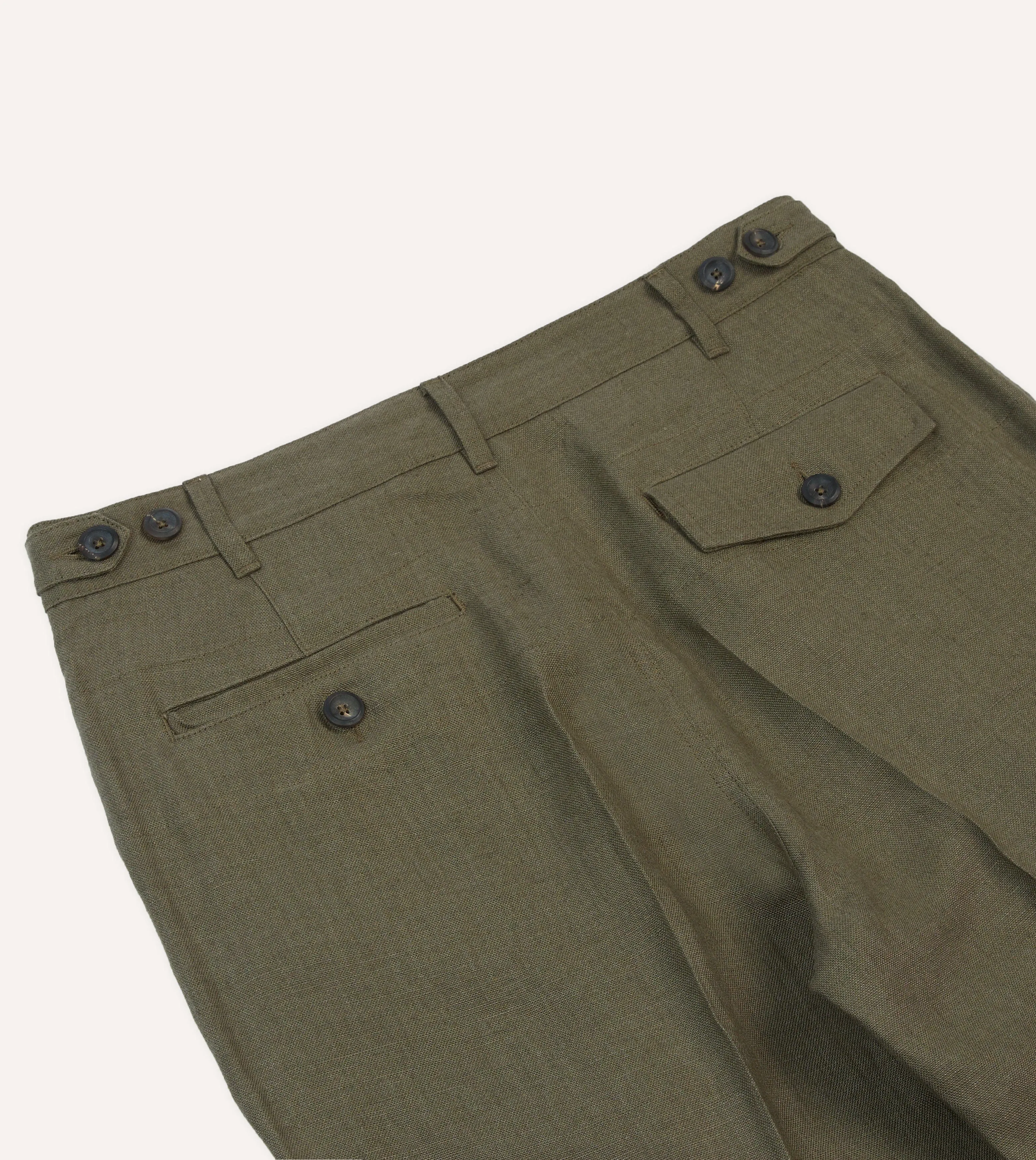 Olive Antique Linen Games Trousers sold by Drake's London product image thumbnail 5