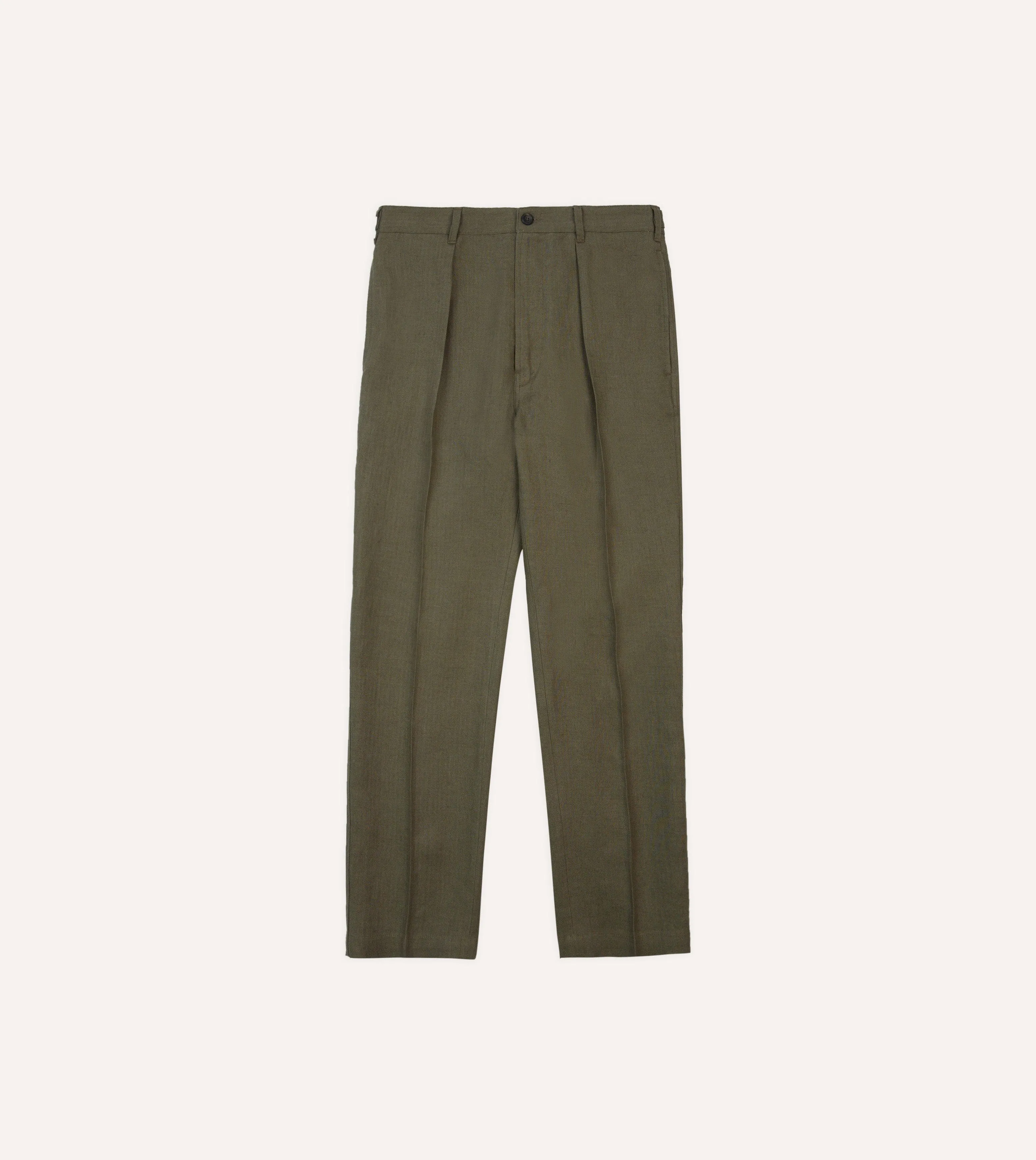 Olive Antique Linen Games Trousers sold by Drake's London product image thumbnail 3