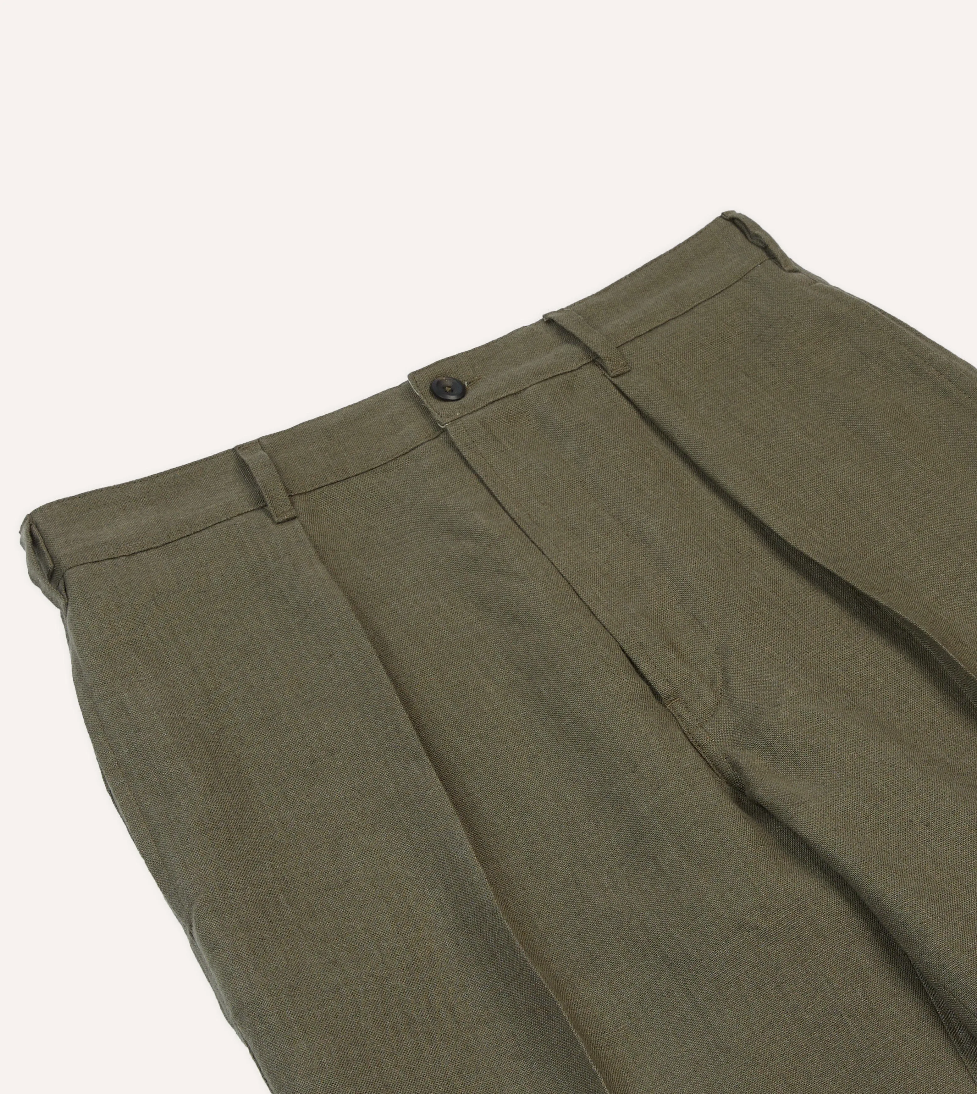 Olive Antique Linen Games Trousers sold by Drake's London product image thumbnail 4