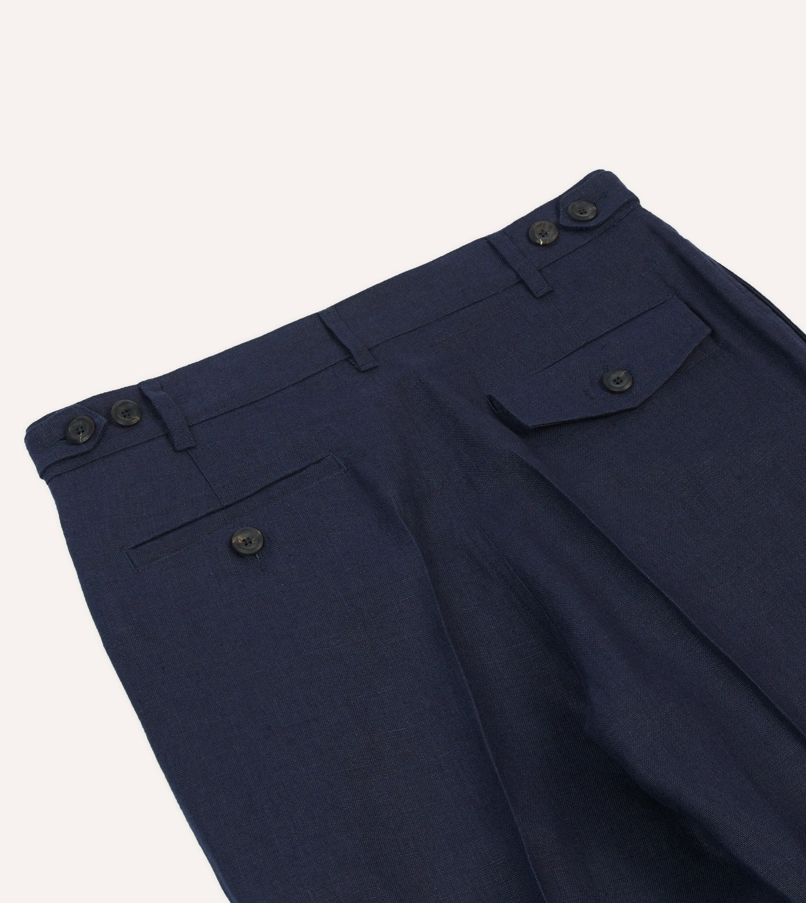 Navy Antique Linen Games Trousers sold by Drake's London product image thumbnail 5