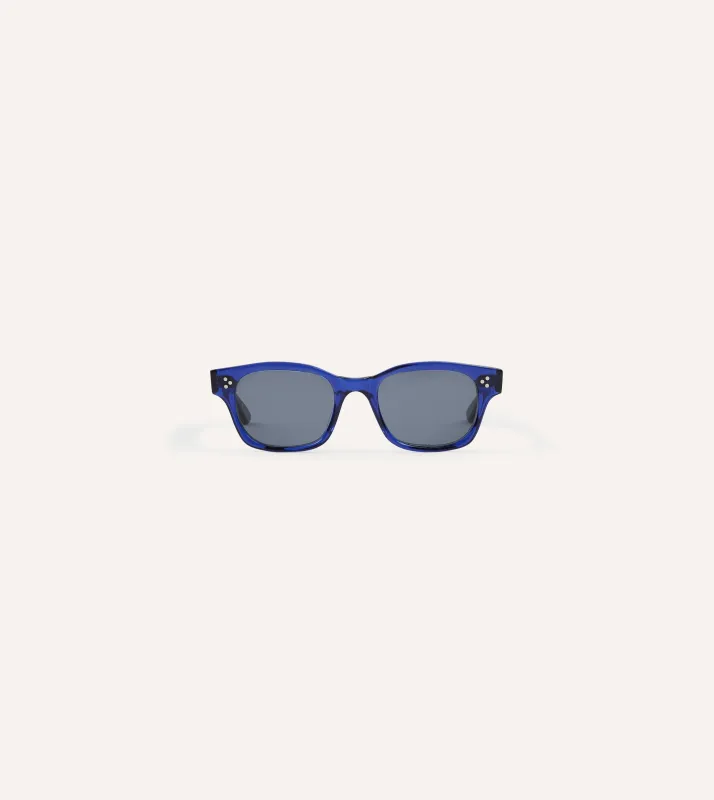 Drake's by Ransome Bottle Blue Rectangle Frame Sunglasses sold by Drake's London