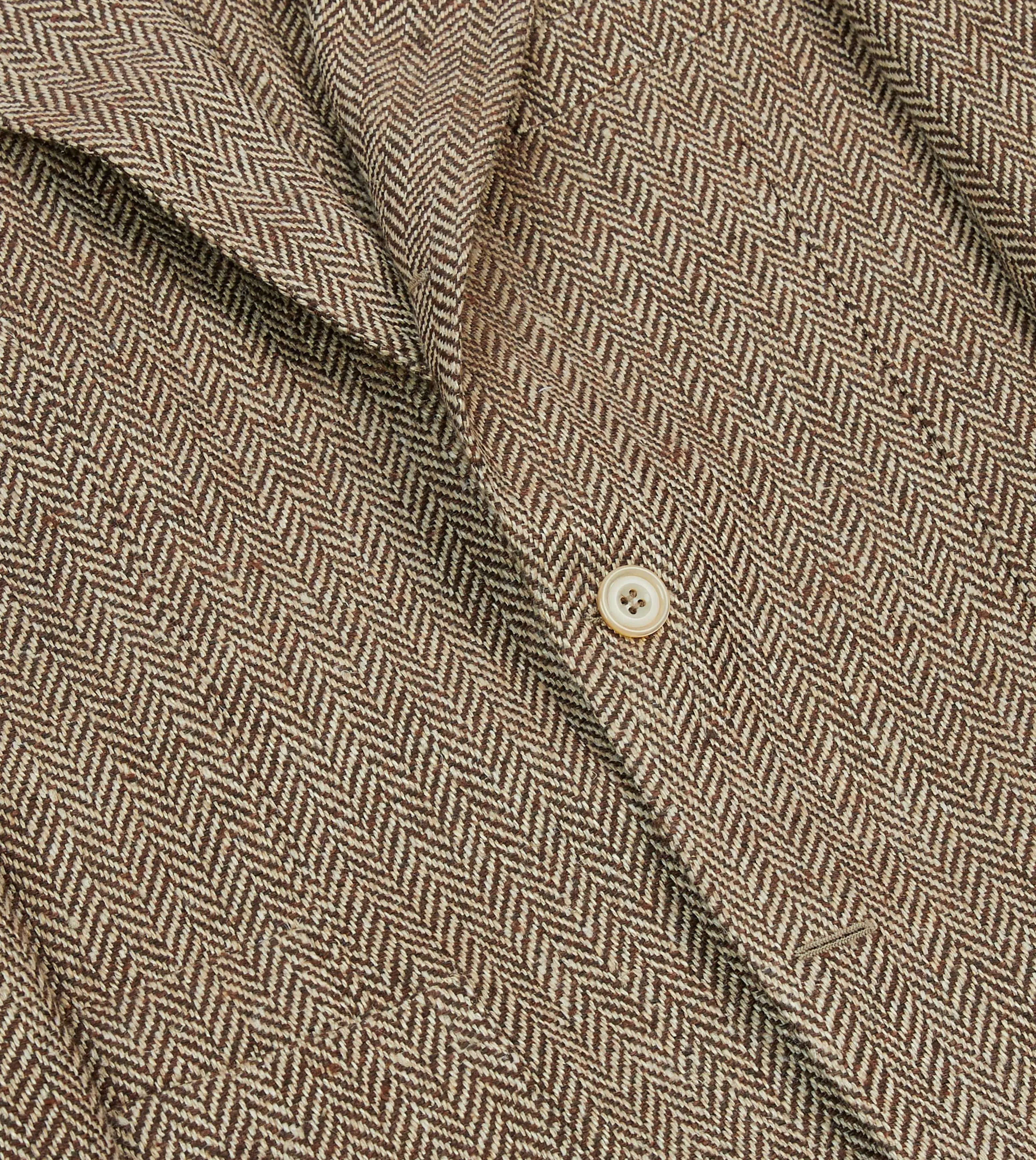 Brown Herringbone Linen-Silk Blazer sold by Drake's London product image thumbnail 5