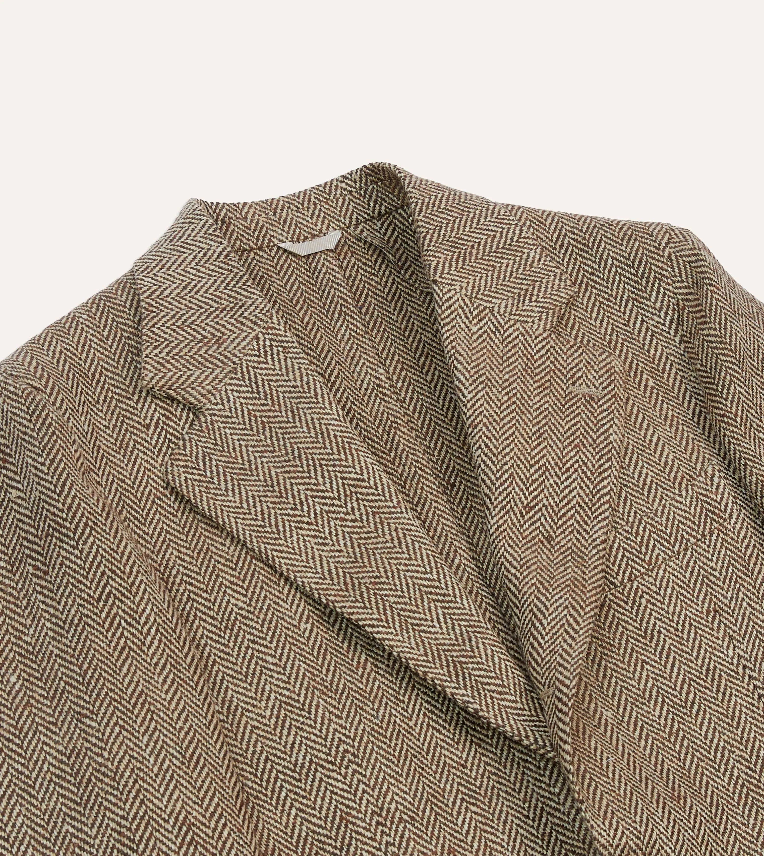 Brown Herringbone Linen-Silk Blazer sold by Drake's London product image thumbnail 3