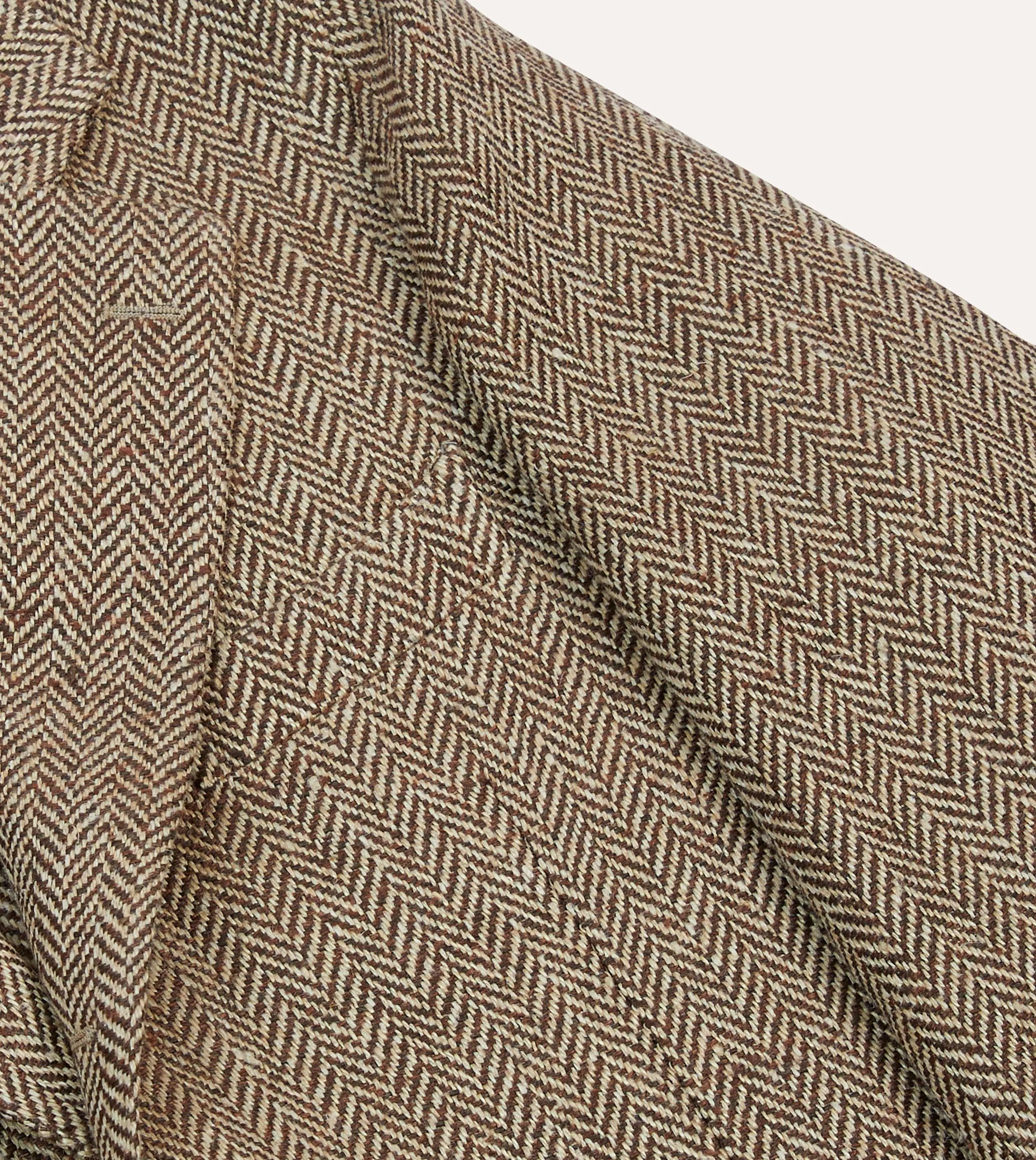 Brown Herringbone Linen-Silk Blazer sold by Drake's London product image thumbnail 4