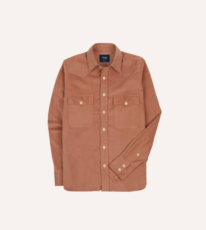 Washed Red Corduroy Two-Pocket Western Shirt sold by Drake's London