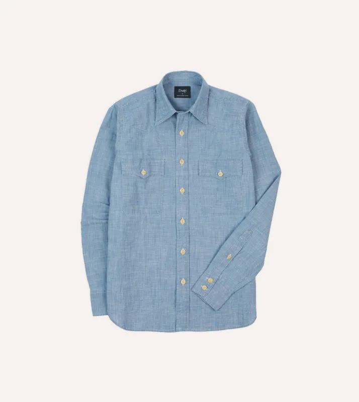 Chambray Two-Pocket Western Shirt made by Drake's London
