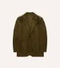 Olive Green Mid-Wale Cotton Corduroy Tailored Jacket sold by Drake's London