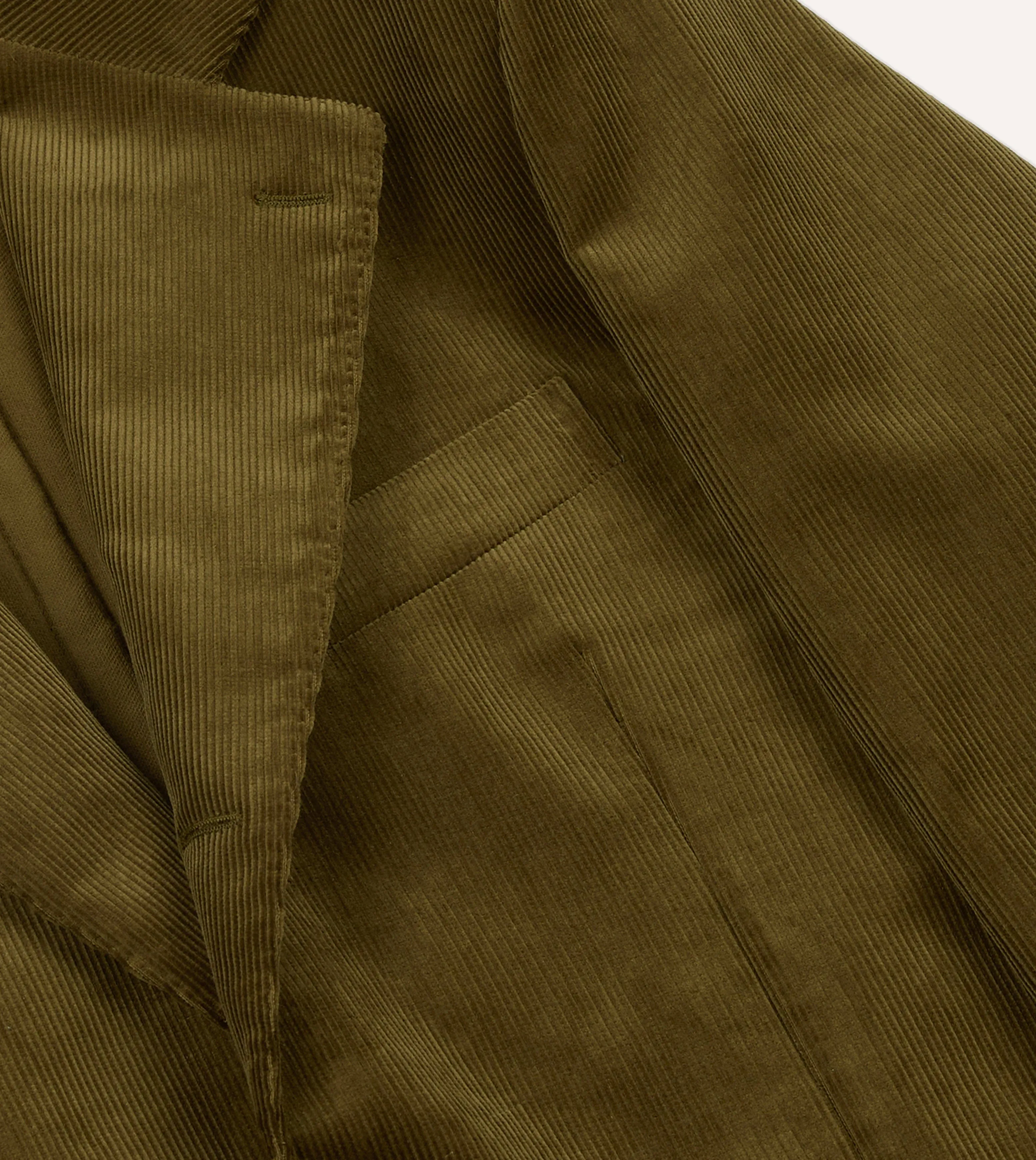 Olive Green Mid-Wale Cotton Corduroy Tailored Jacket sold by Drake's London product image thumbnail 4