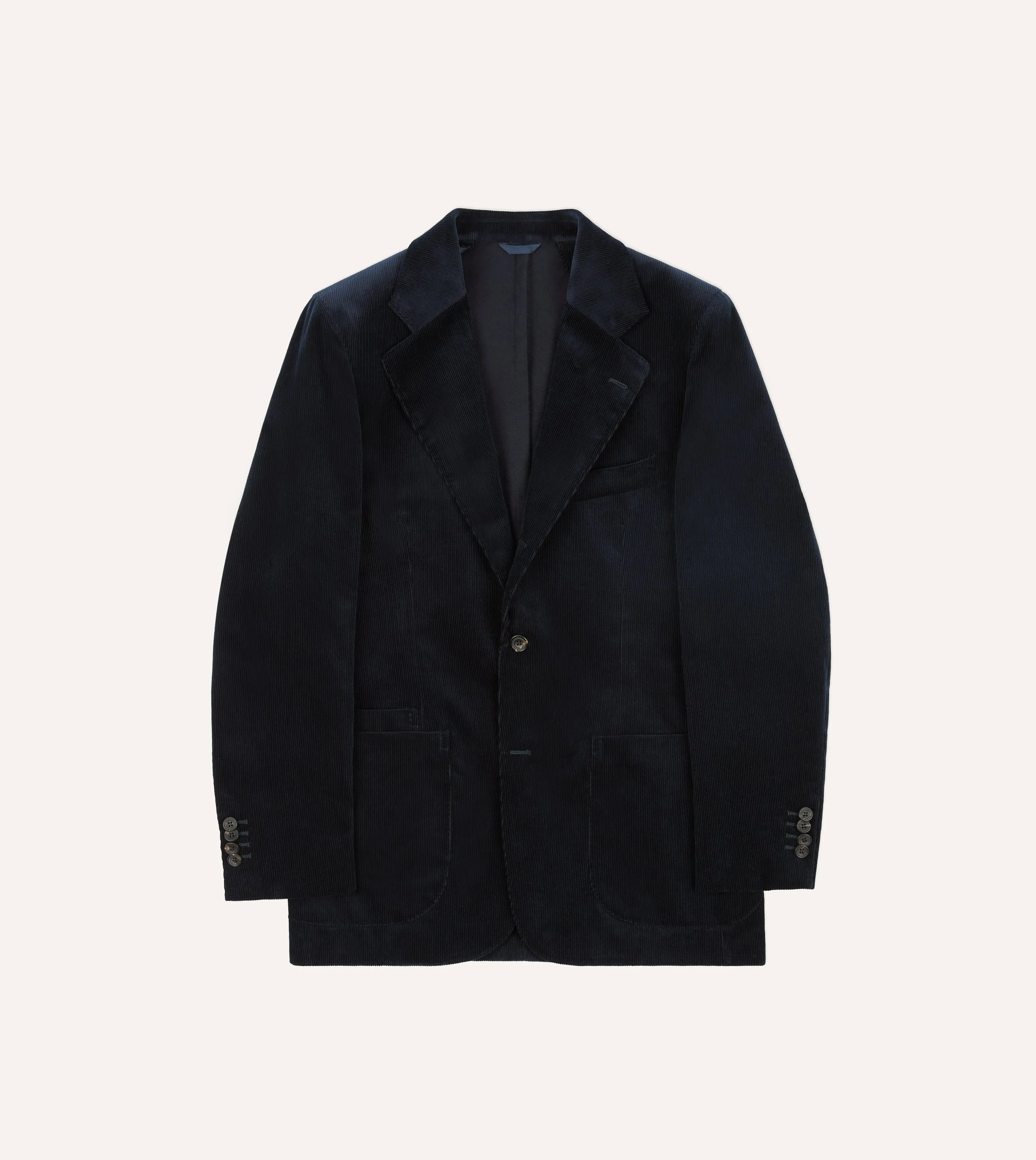 Navy Mid-Wale Cotton Corduroy Tailored Jacket sold by Drake's London