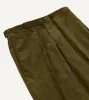 Olive Mid-Wale Corduroy Single Pleat Trouser sold by Drake's London