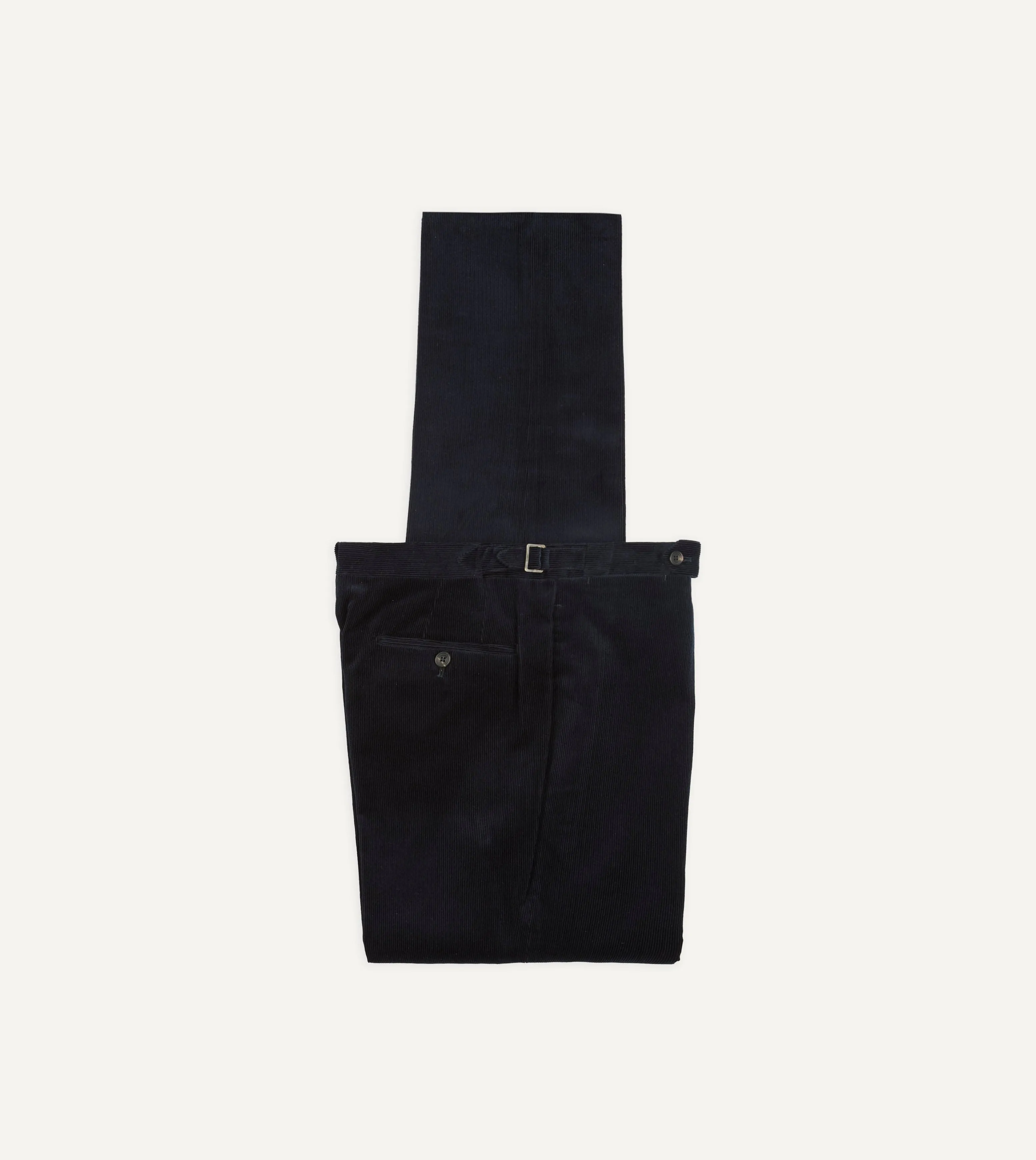 Navy Mid-Wale Corduroy Single Pleat Trouser sold by Drake's London