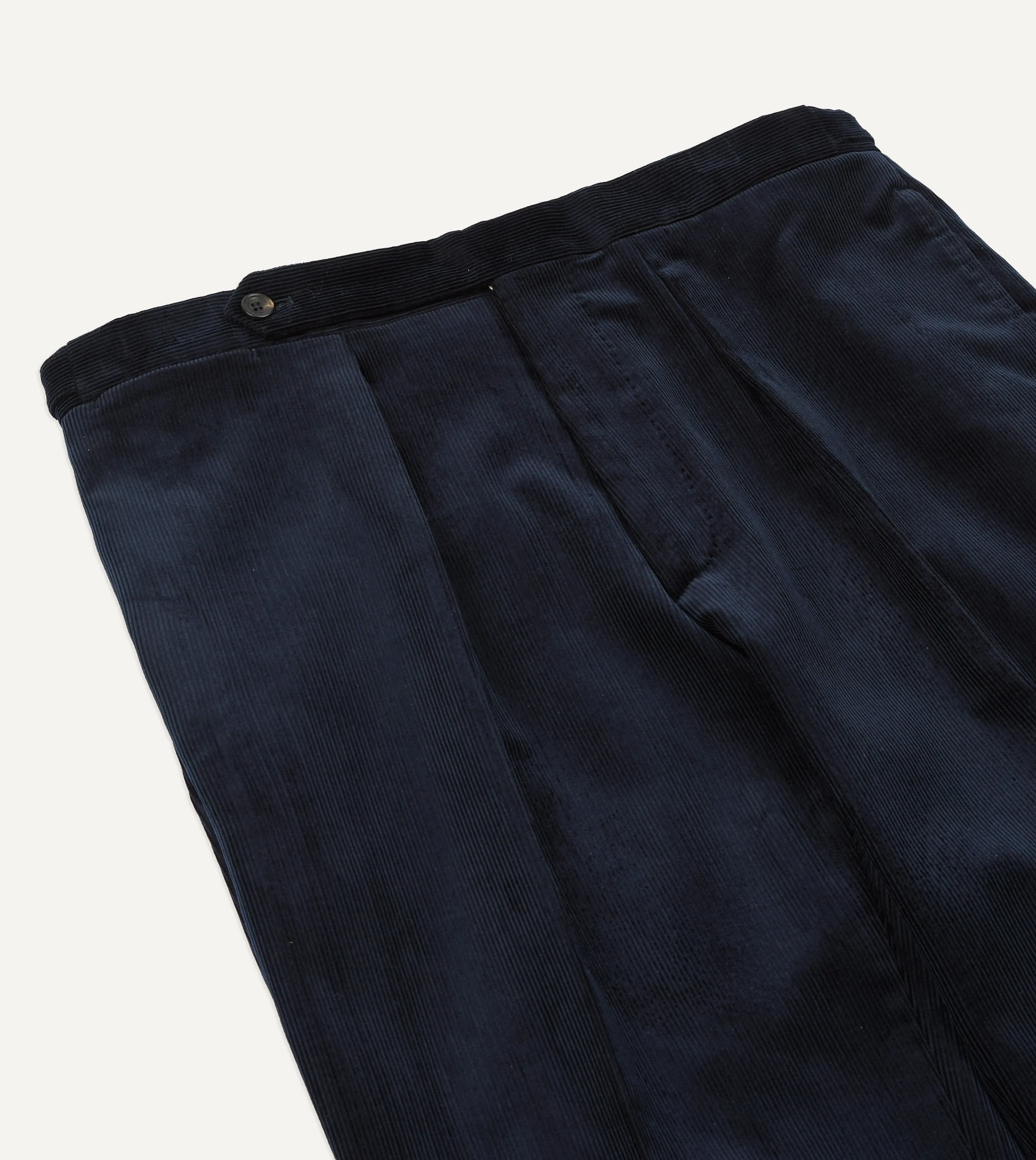 Navy Mid-Wale Corduroy Single Pleat Trouser sold by Drake's London product image thumbnail 4