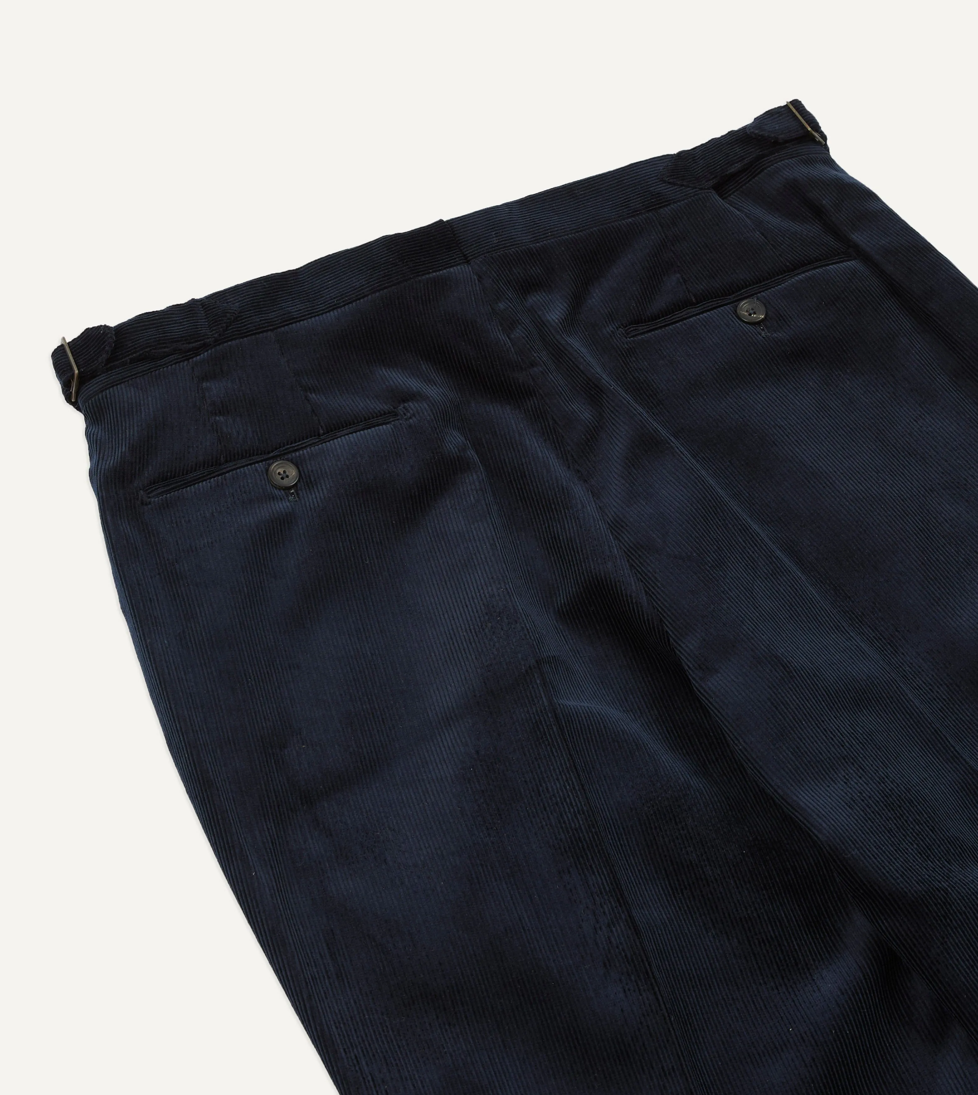 Navy Mid-Wale Corduroy Single Pleat Trouser sold by Drake's London product image thumbnail 5
