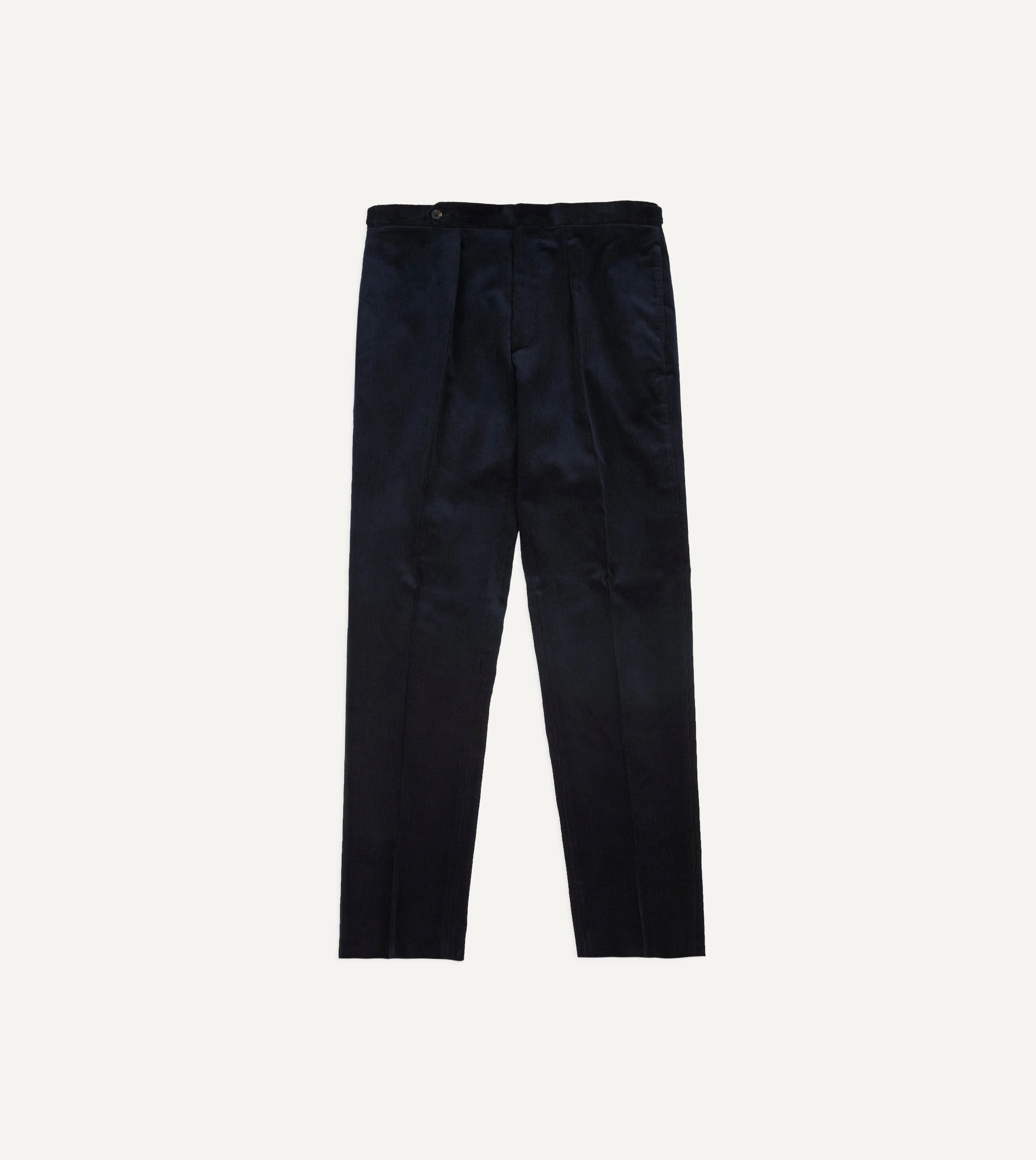 Navy Mid-Wale Corduroy Single Pleat Trouser sold by Drake's London product image thumbnail 3