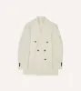 Ecru Linen Double-Breasted Tailored Jacket sold by Drake's London