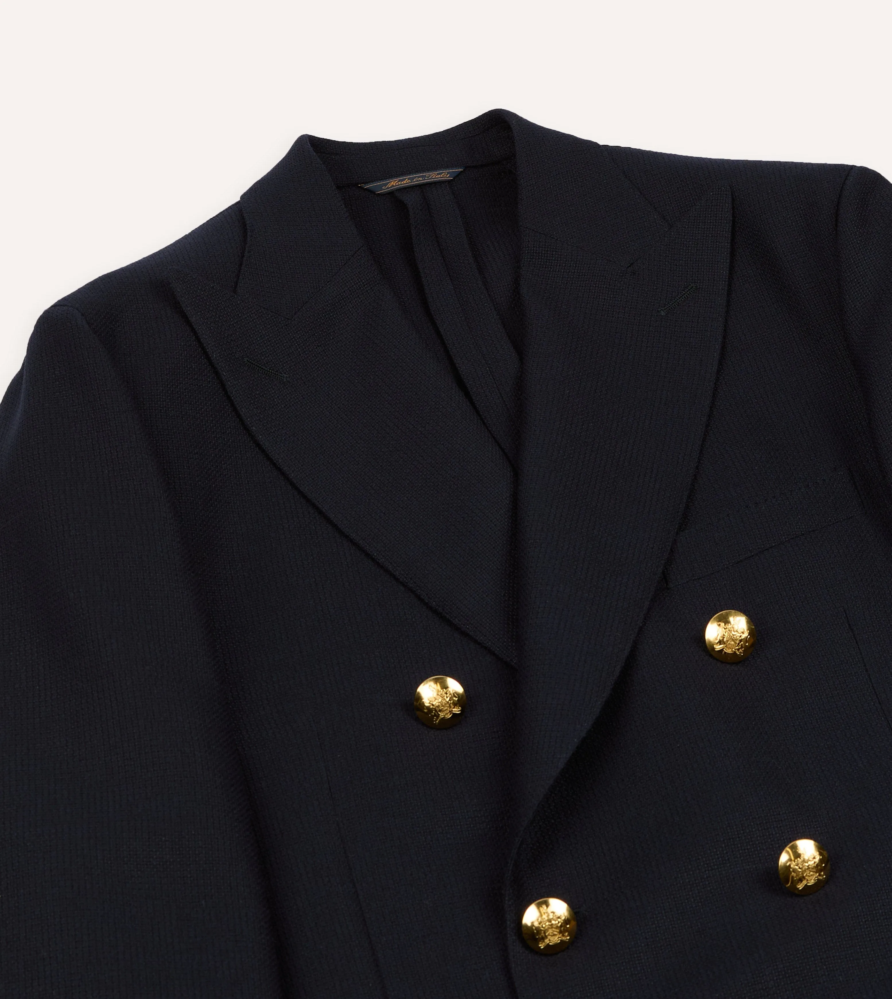 Navy Wool Double-Breasted Blazer sold by Drake's London product image thumbnail 3