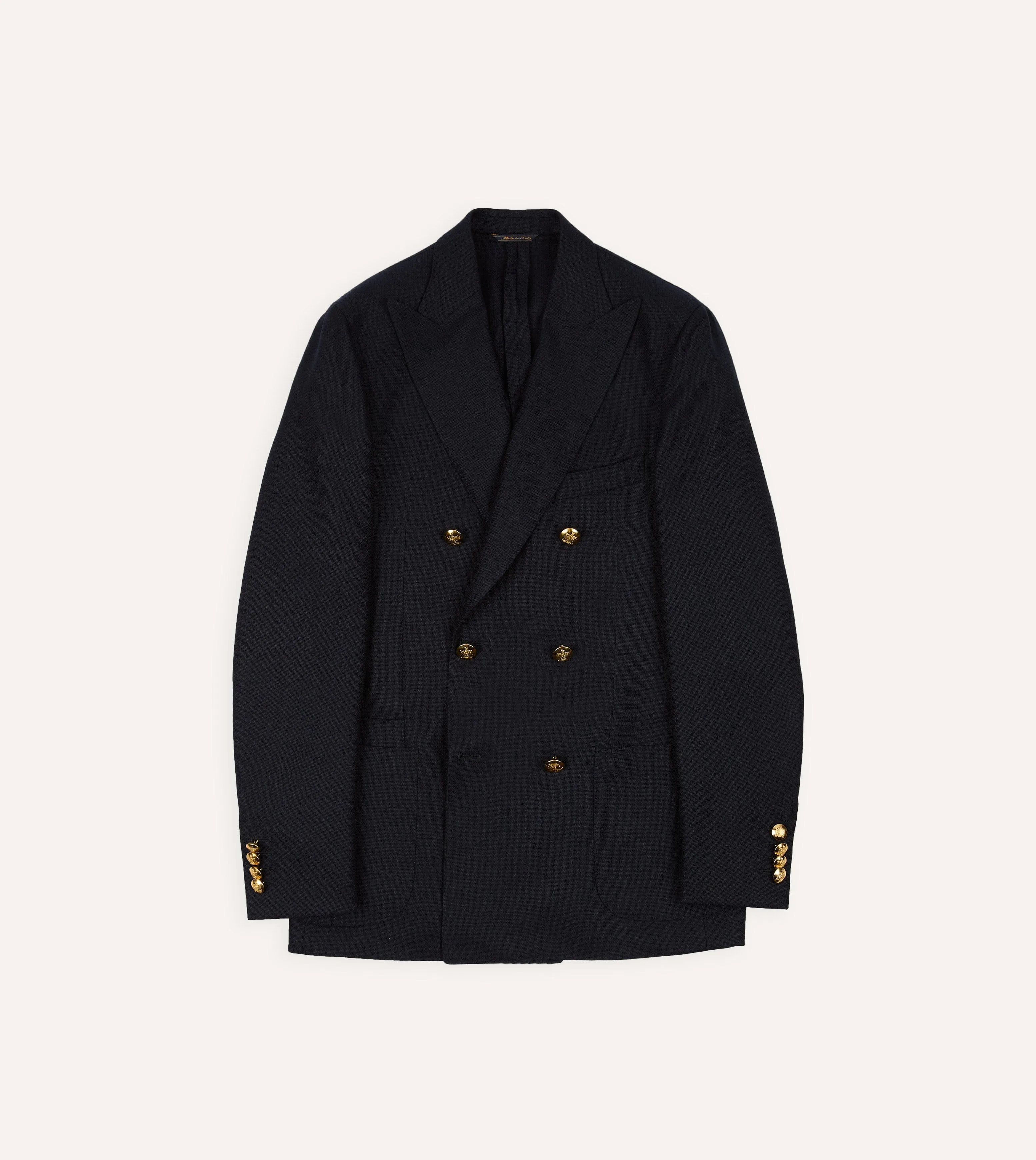 Navy Wool Double-Breasted Blazer sold by Drake's London