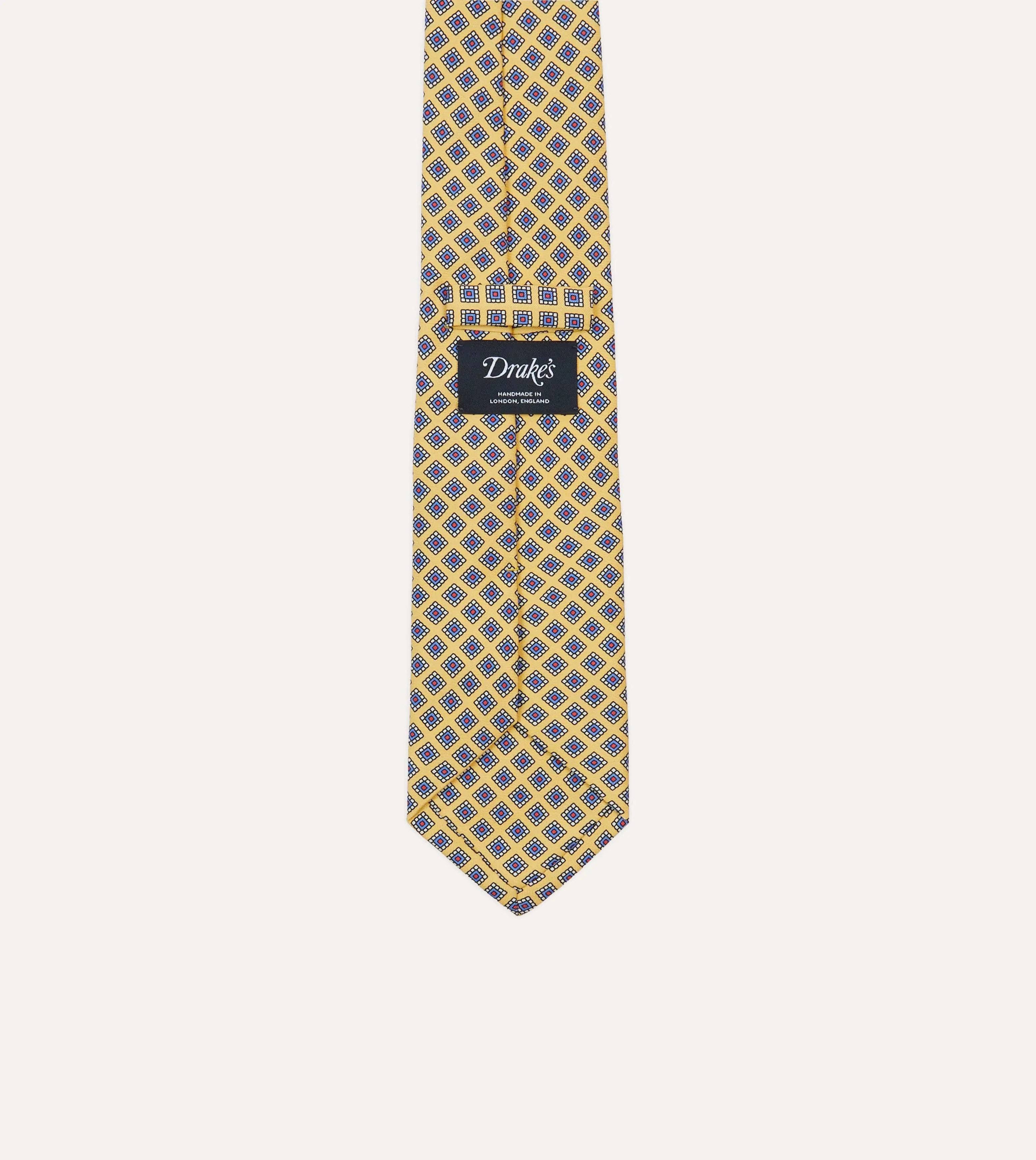 Yellow Square Medallion Self-Tipped Silk Tie sold by Drake's London product image thumbnail 4