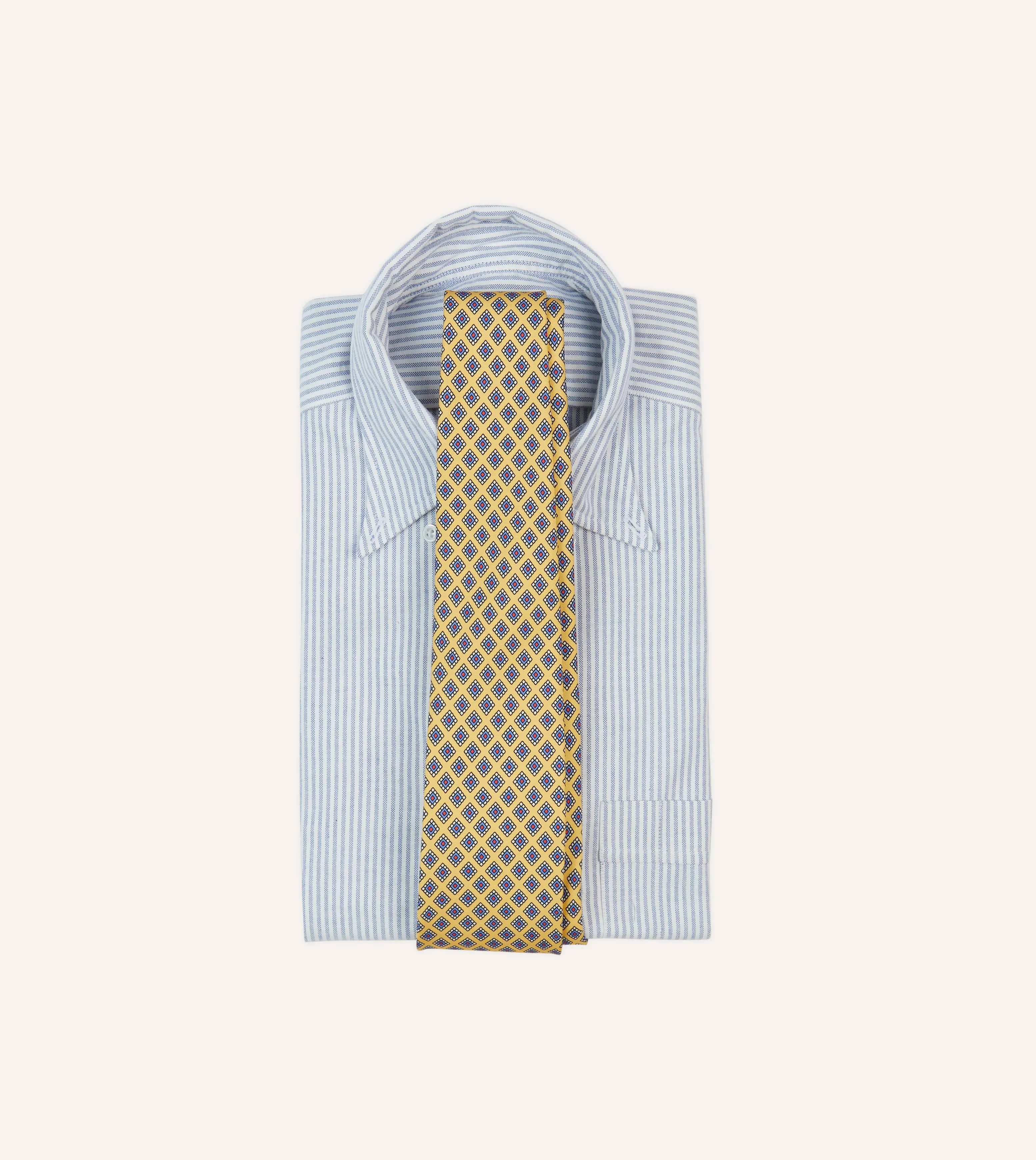 Yellow Square Medallion Self-Tipped Silk Tie sold by Drake's London product image thumbnail 2