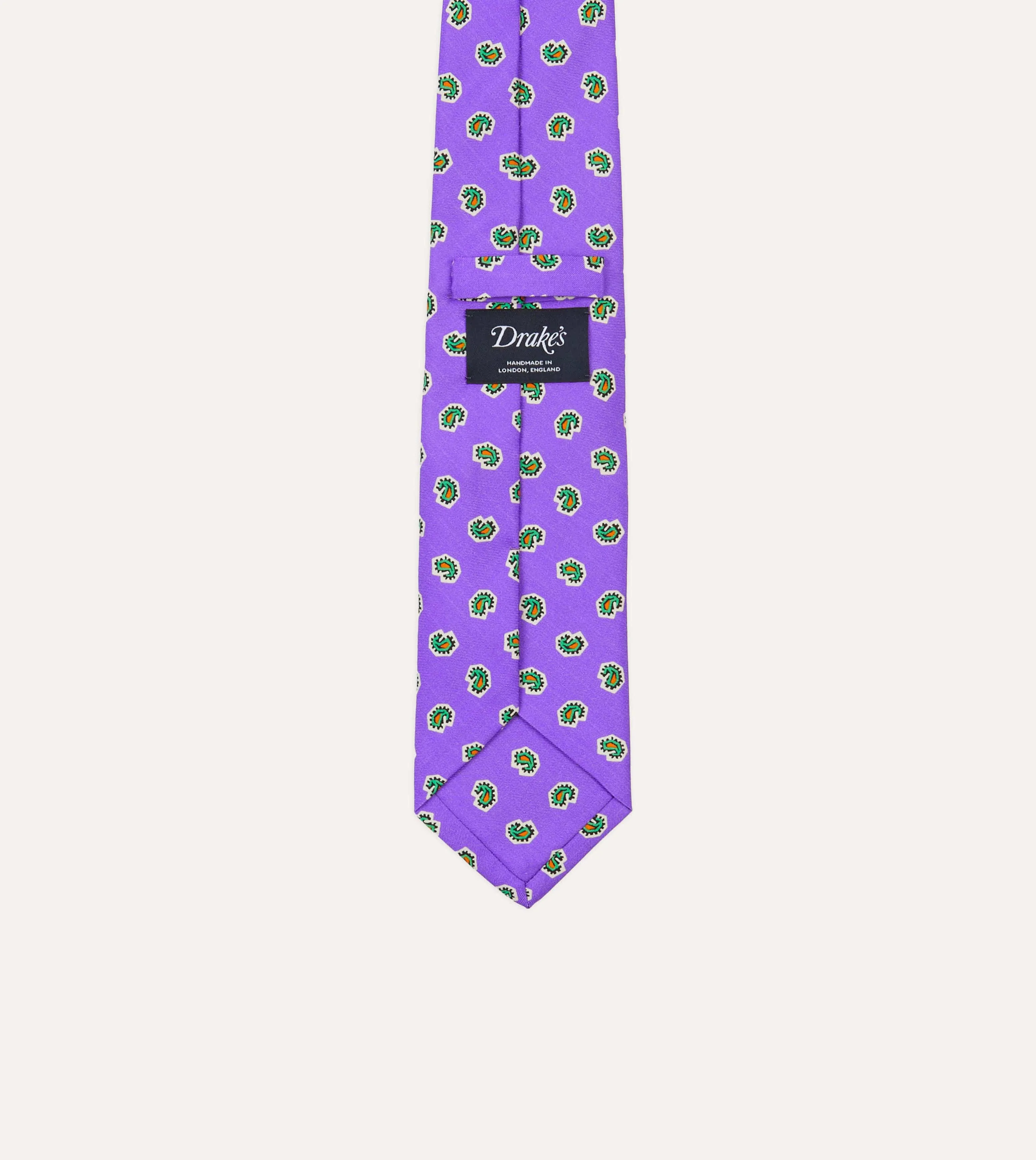 Purple Mini Paisley Silk Self-Tipped Tie sold by Drake's London product image thumbnail 4
