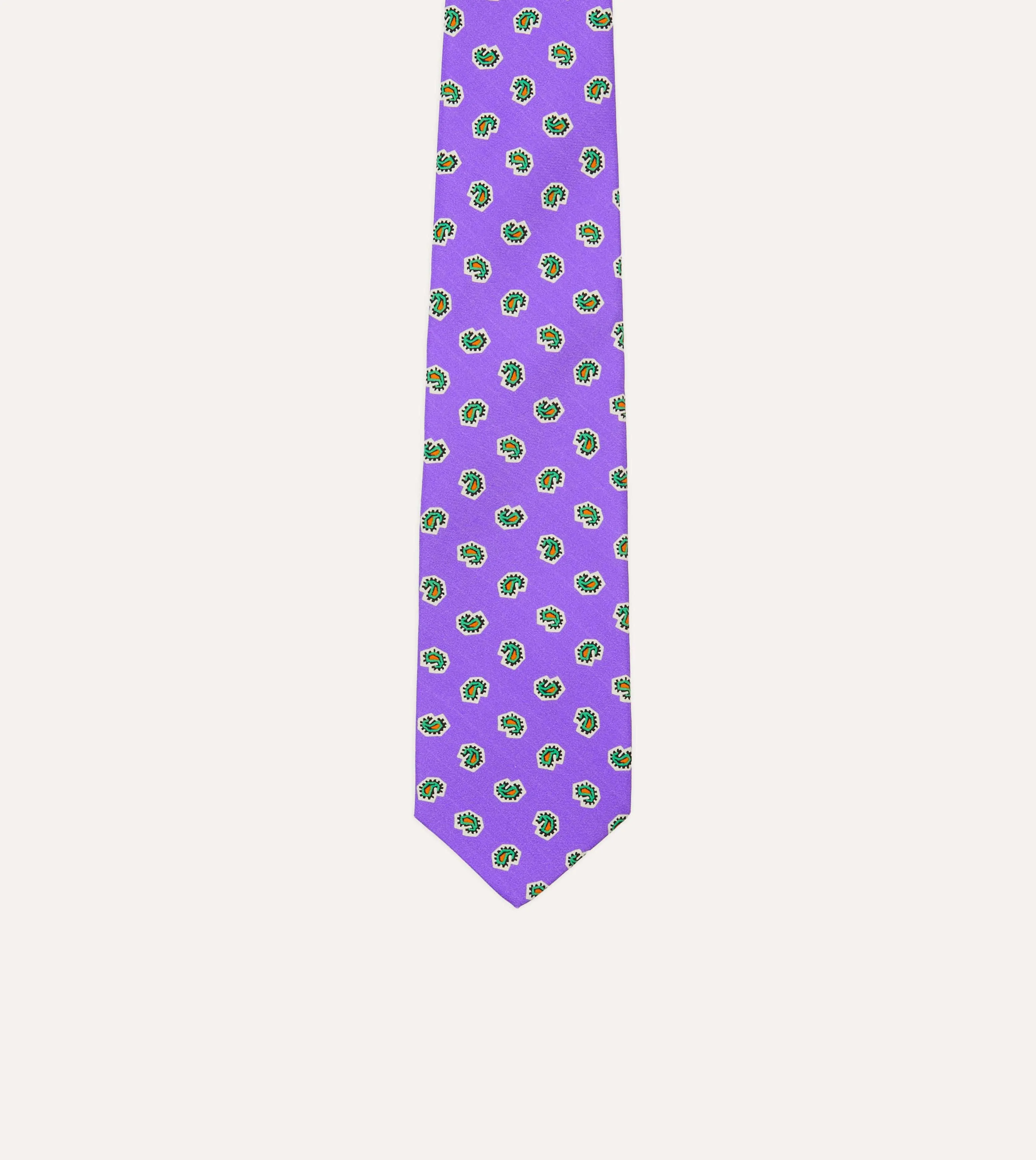 Purple Mini Paisley Silk Self-Tipped Tie sold by Drake's London product image thumbnail 3