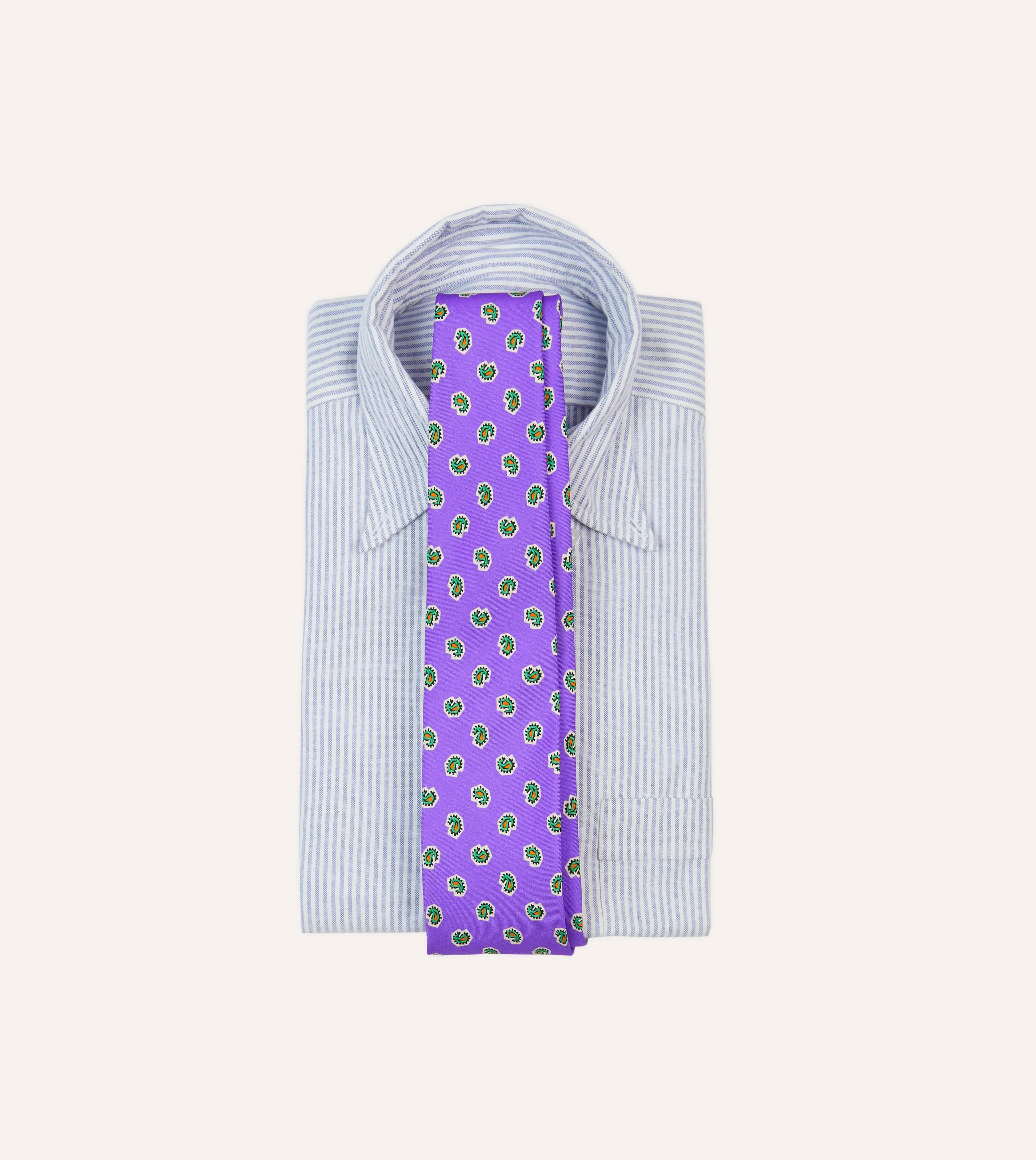 Purple Mini Paisley Silk Self-Tipped Tie sold by Drake's London product image thumbnail 2