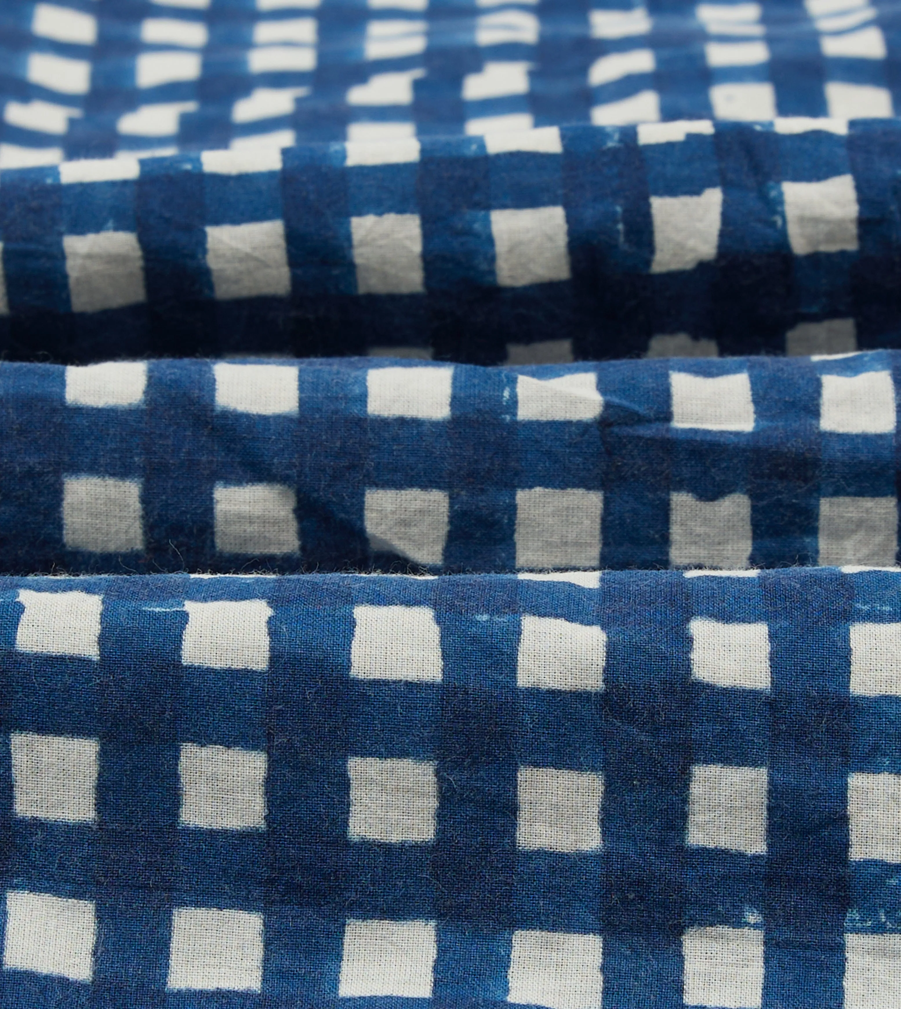 Navy Gingham Check Block Print Cotton Camp Collar Short Sleeve Shirt sold by Drake's London product image thumbnail 2