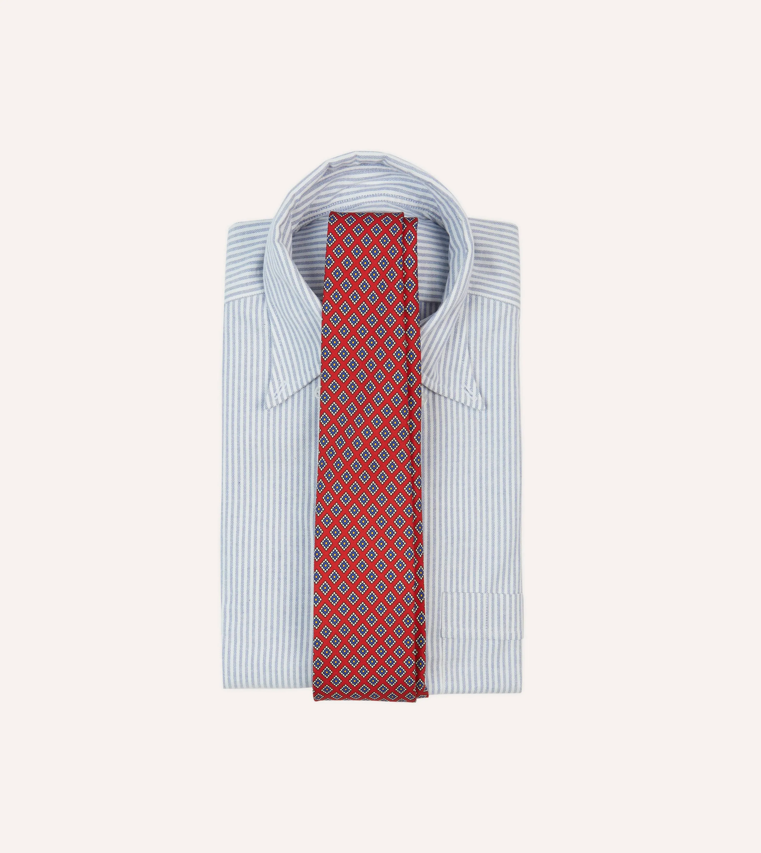 Red Square Medallion Self-Tipped Silk Tie sold by Drake's London product image thumbnail 2