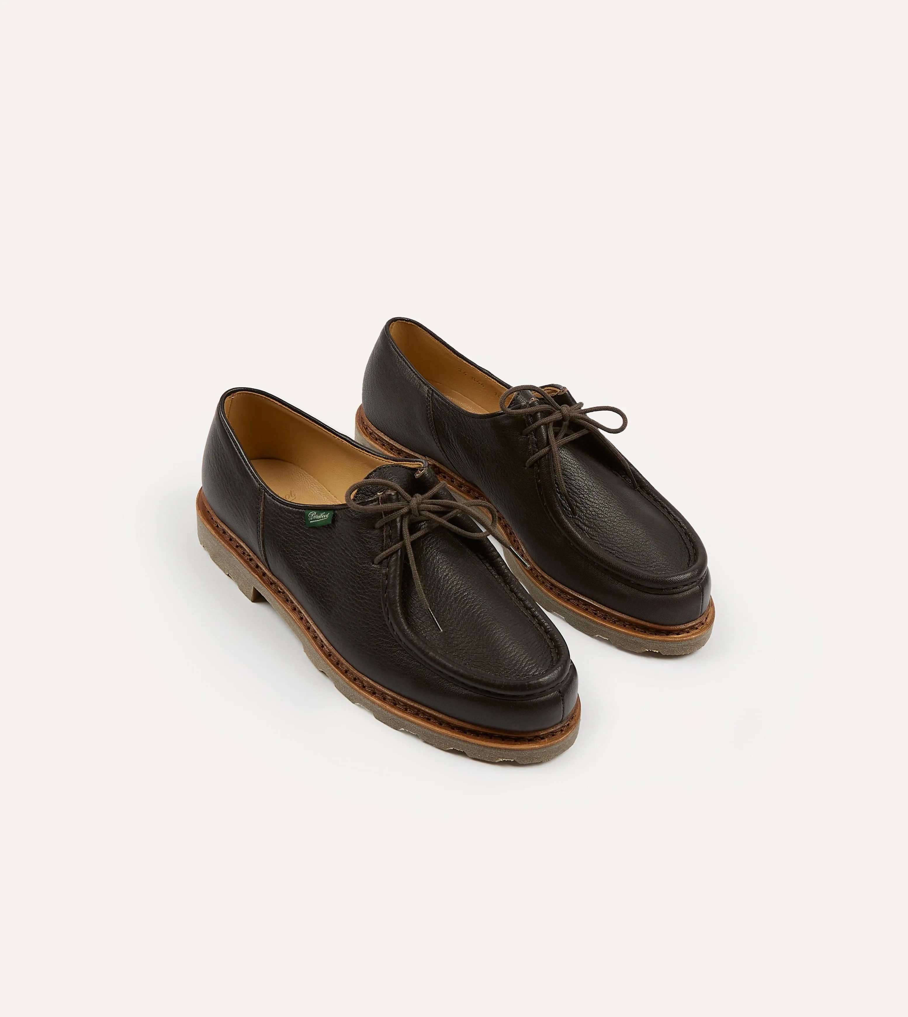 Paraboot Michael Brown Deer Leather Derby Shoe sold by Drake's London