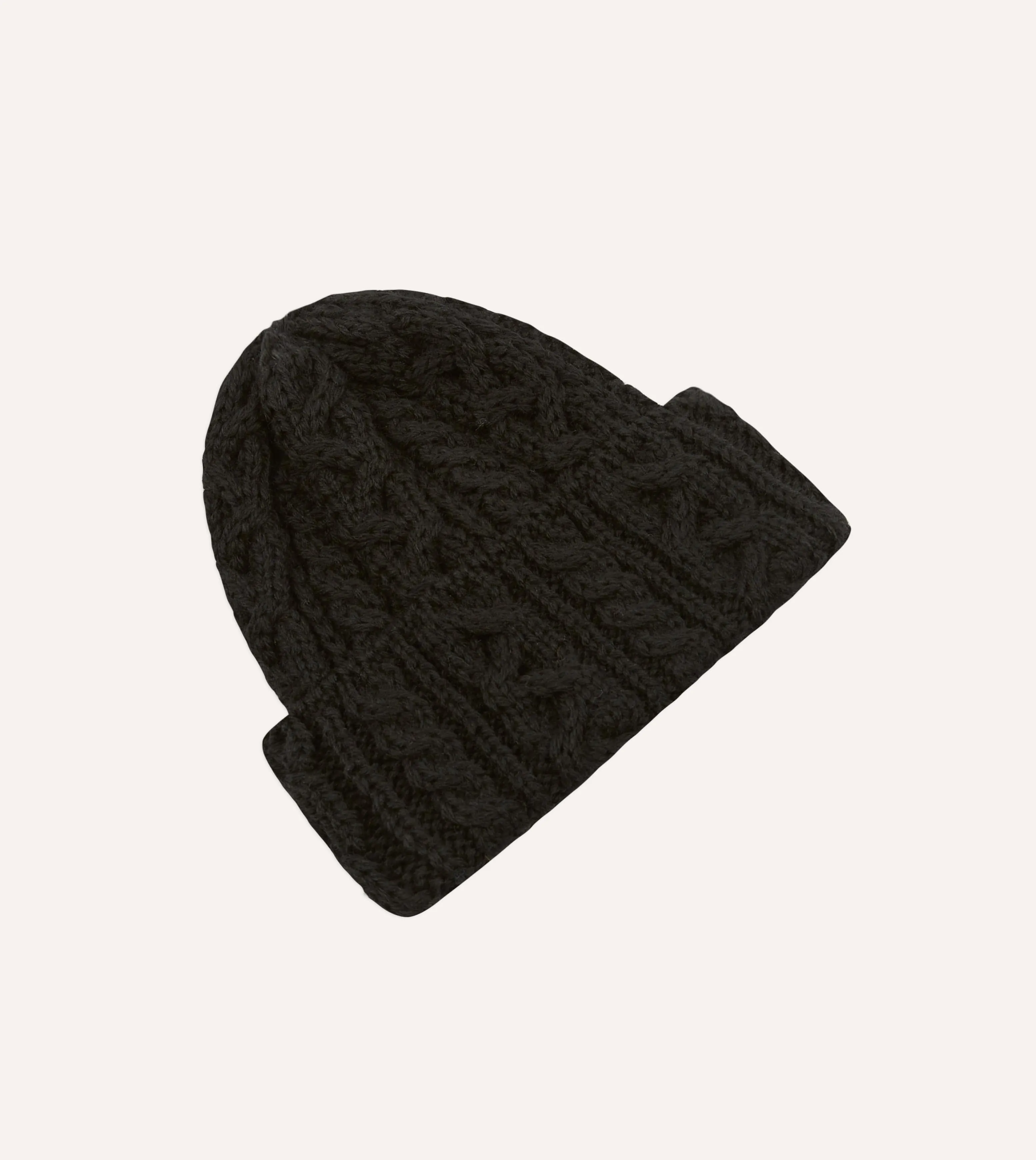 Black Wool Cable Knit Cap sold by Drake's London product image thumbnail 4