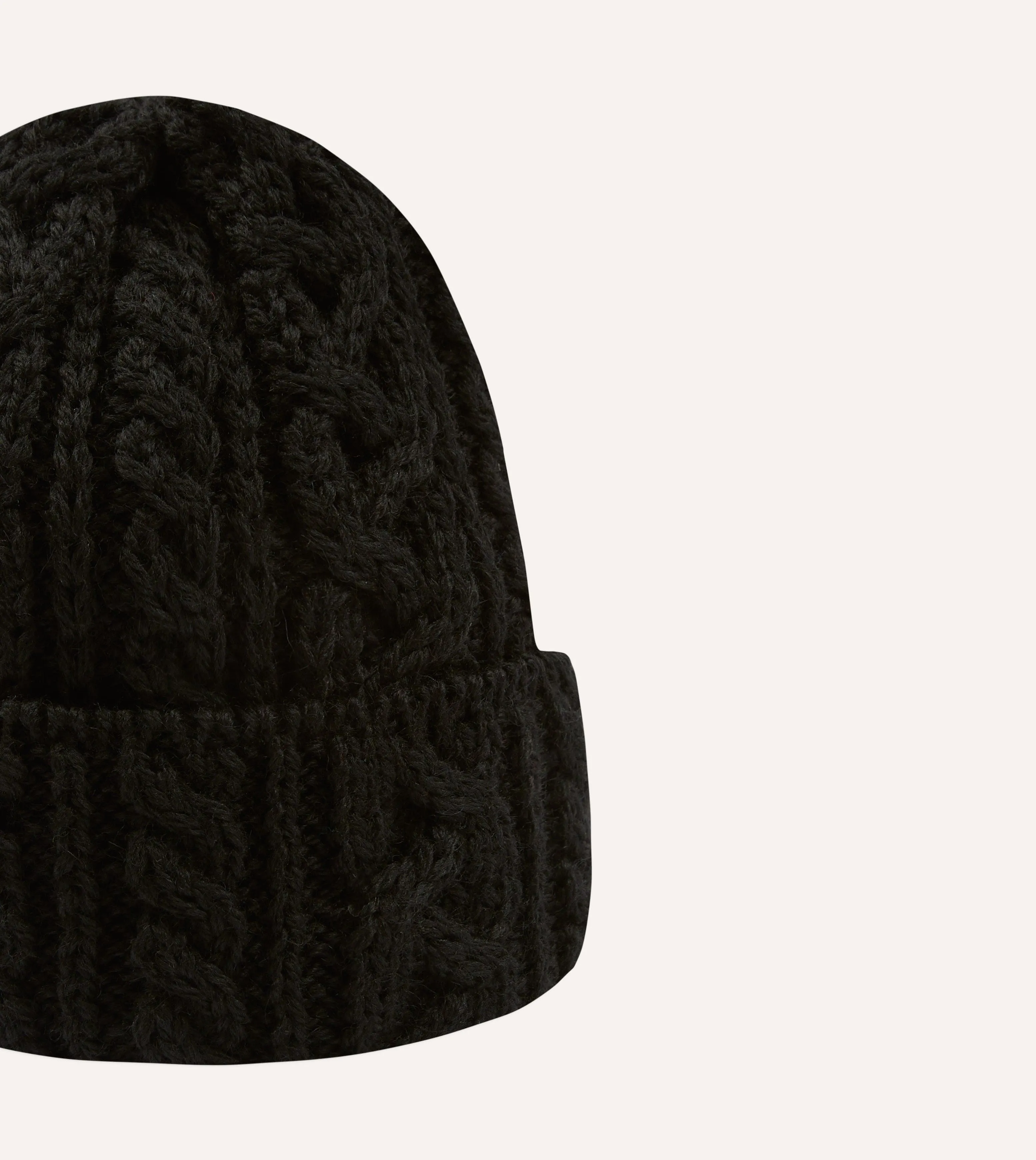 Black Wool Cable Knit Cap sold by Drake's London product image thumbnail 3