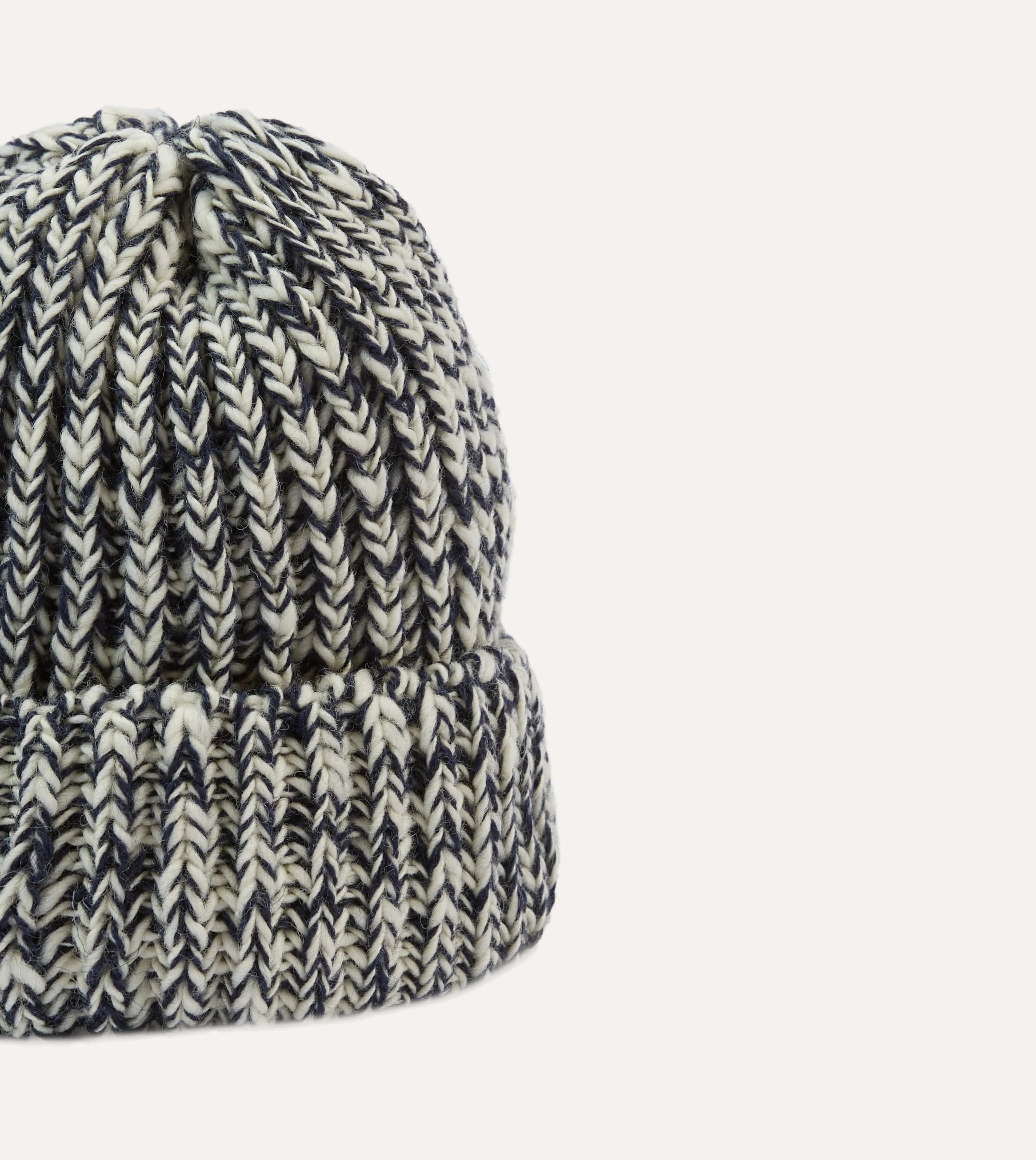 Navy Slub Wool Cable Knit Cap sold by Drake's London product image thumbnail 3