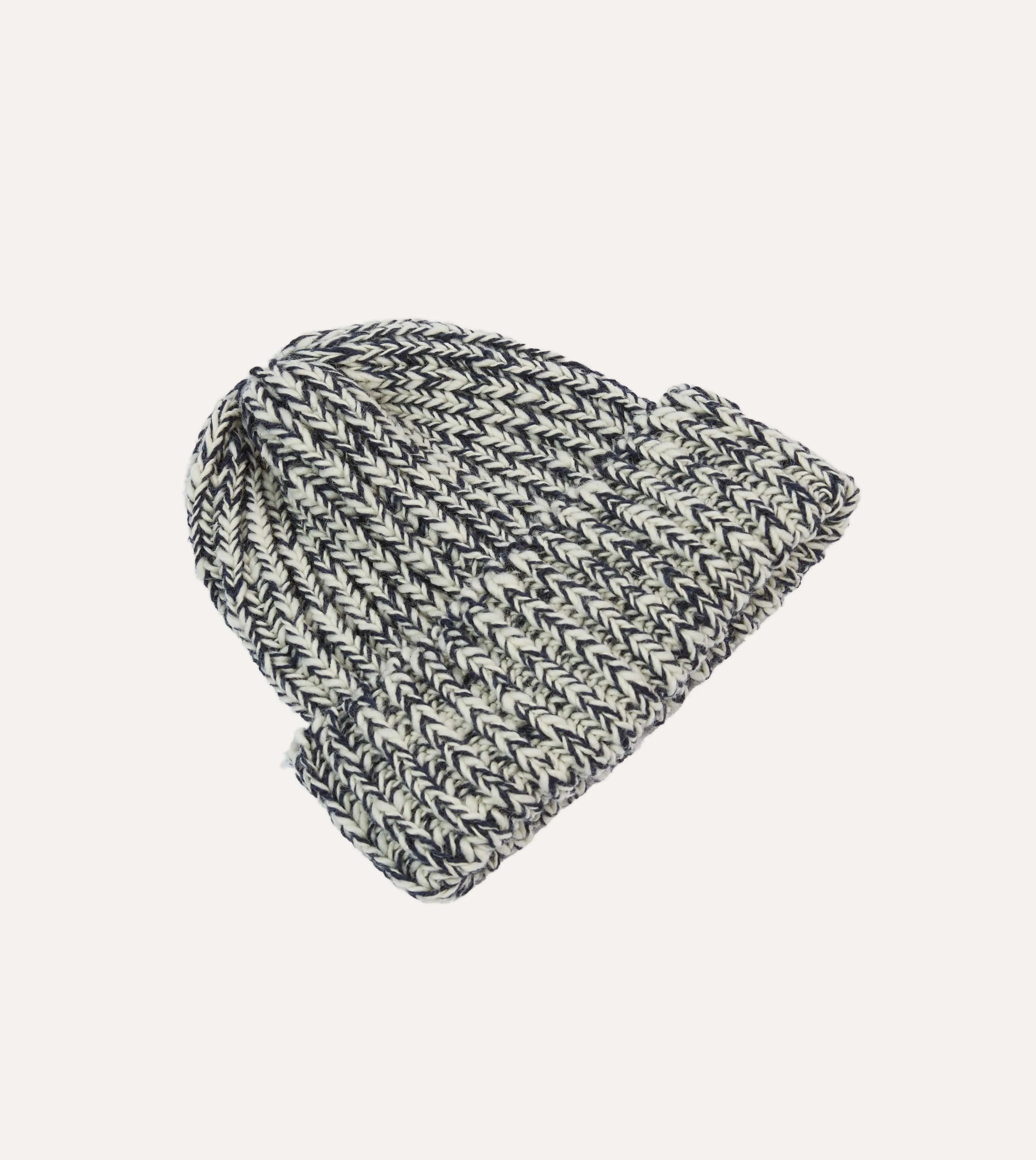 Navy Slub Wool Cable Knit Cap sold by Drake's London product image thumbnail 4