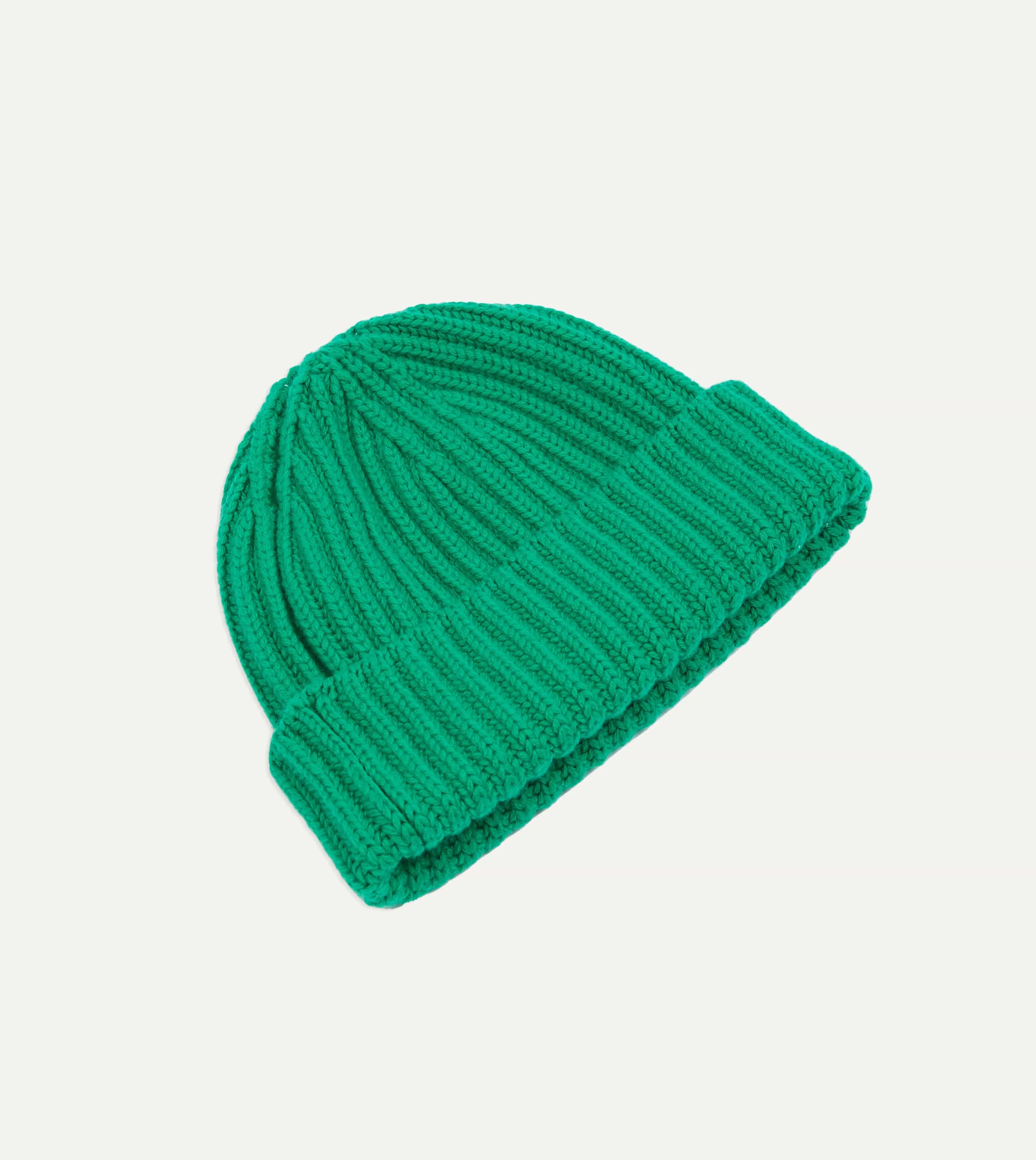 Green Cashmere Ribbed Knit Cap sold by Drake's London product image thumbnail 3