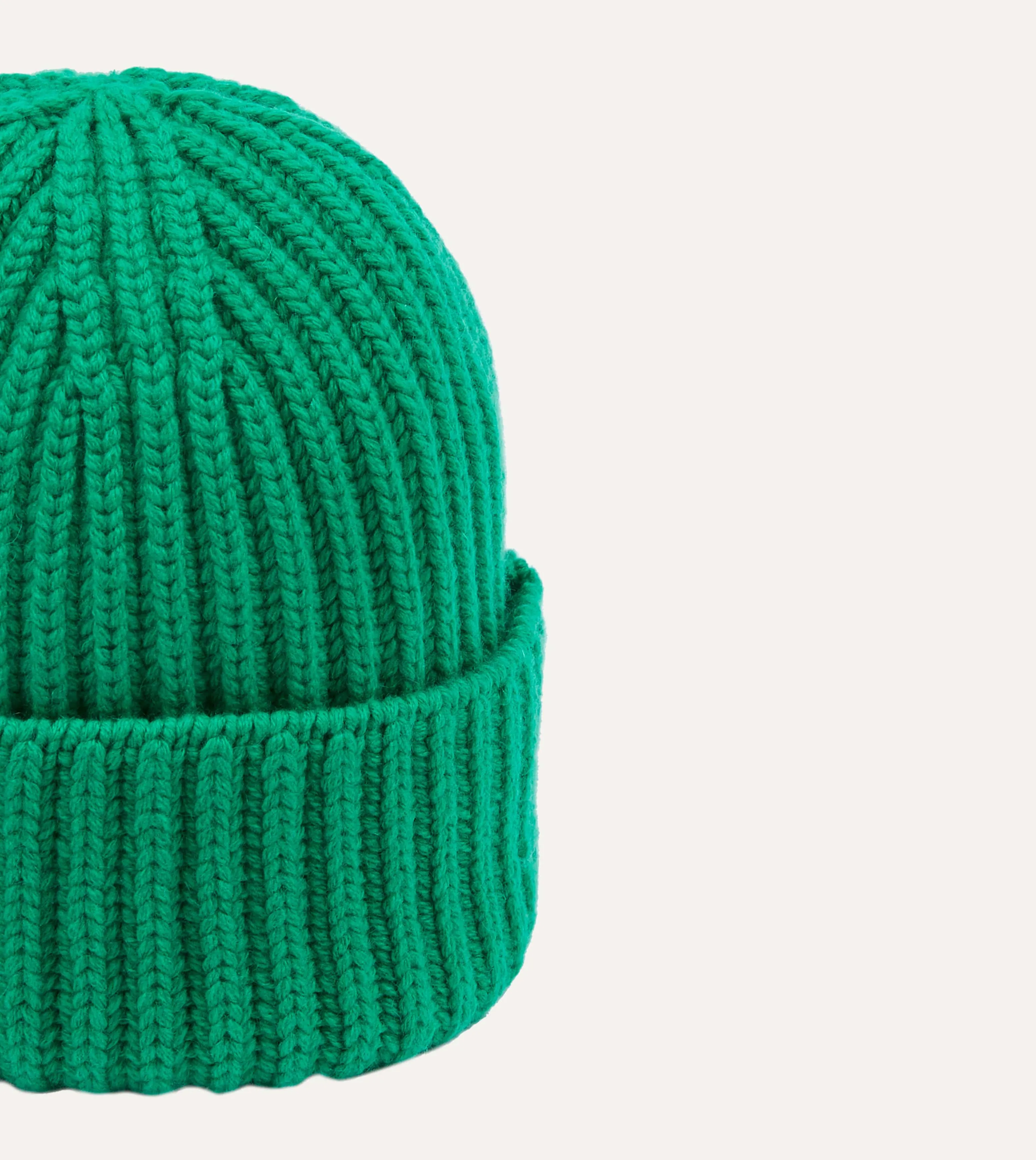 Green Cashmere Ribbed Knit Cap sold by Drake's London product image thumbnail 2