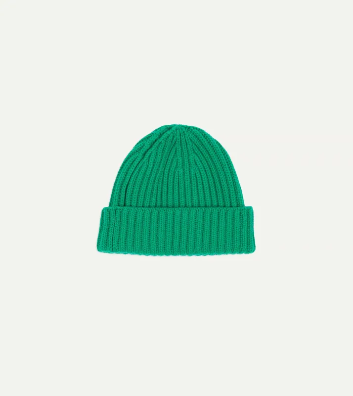 Green Cashmere Ribbed Knit Cap sold by Drake's London