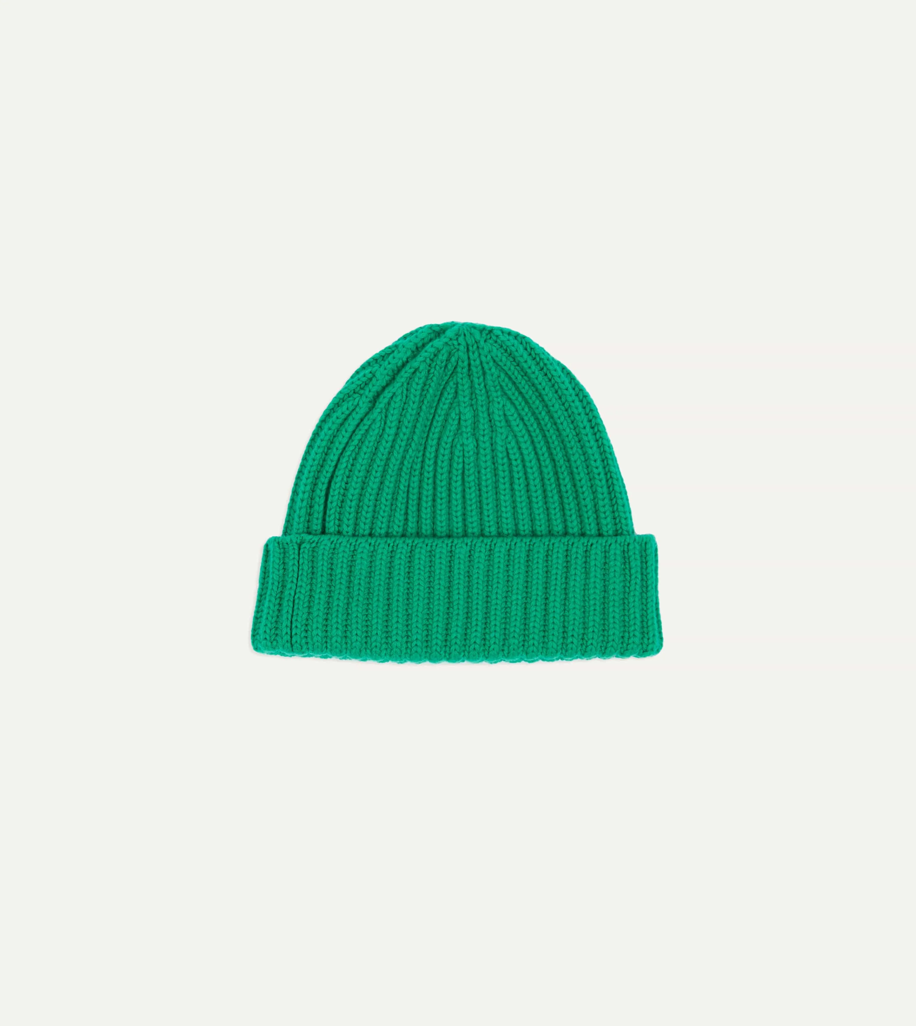 Green Cashmere Ribbed Knit Cap sold by Drake's London