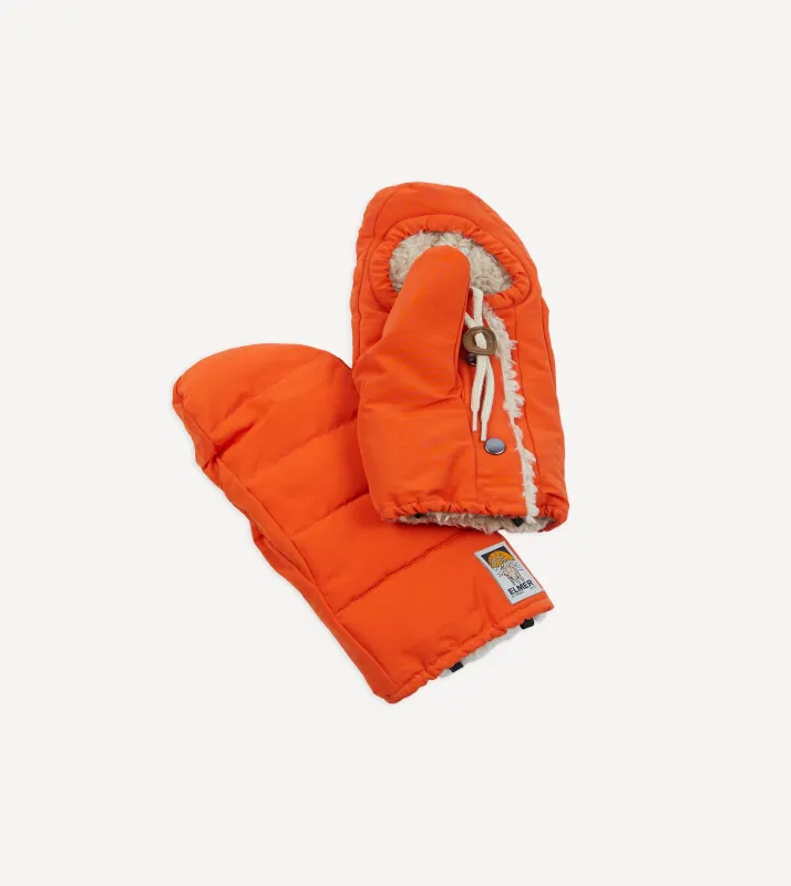 Elmer Orange Cover Down Mittens made by Drake's London