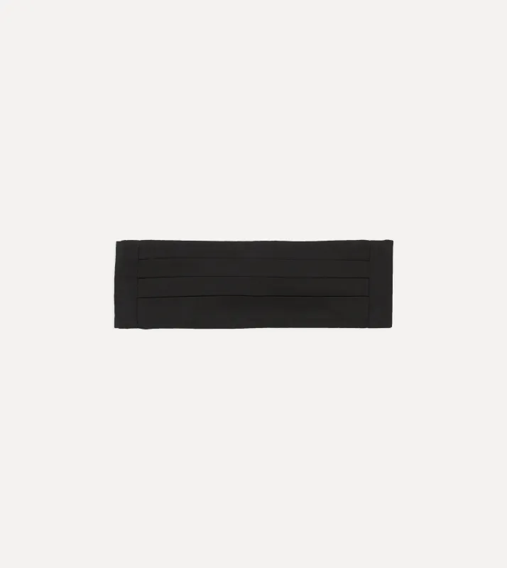 Black Silk Barathea Cummerbund made by Drake's London