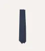 Navy Flower Medallion Print Silk Twill Self Tipped Tie sold by Drake's London