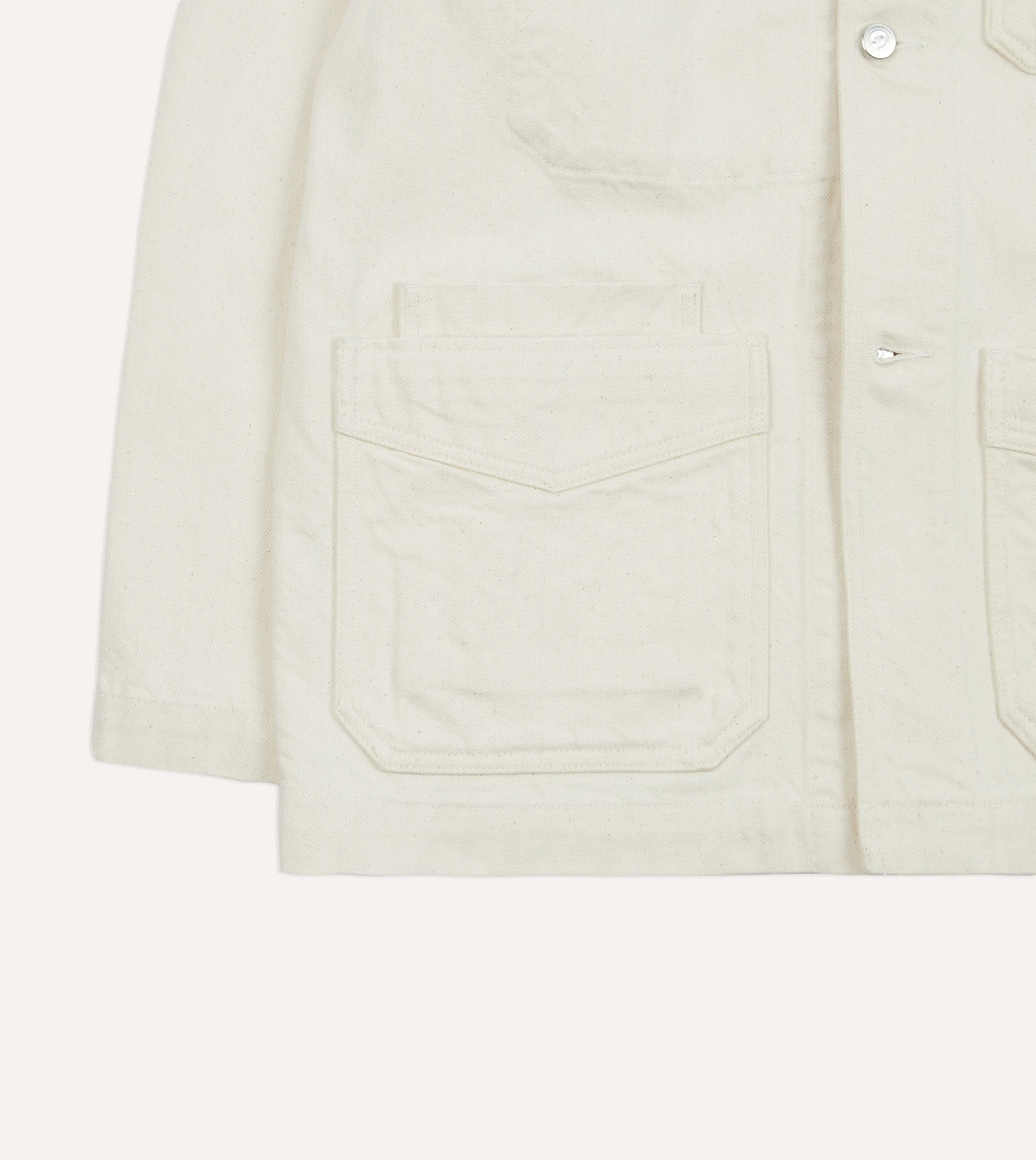 Ecru Heavy Twill Cotton Five-Pocket Chore Jacket sold by Drake's London product image thumbnail 5