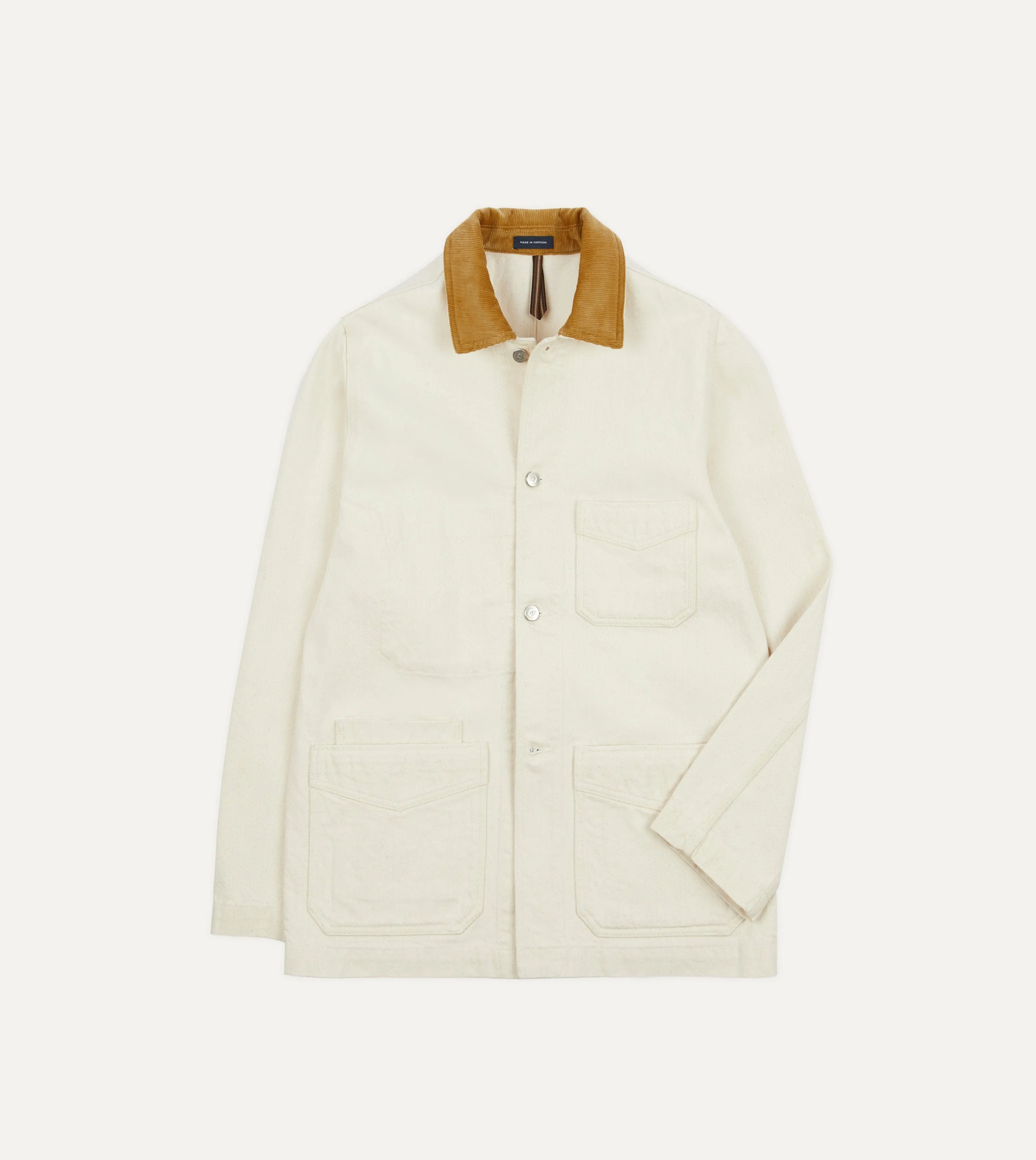 Ecru Heavy Twill Cotton Five-Pocket Chore Jacket sold by Drake's London