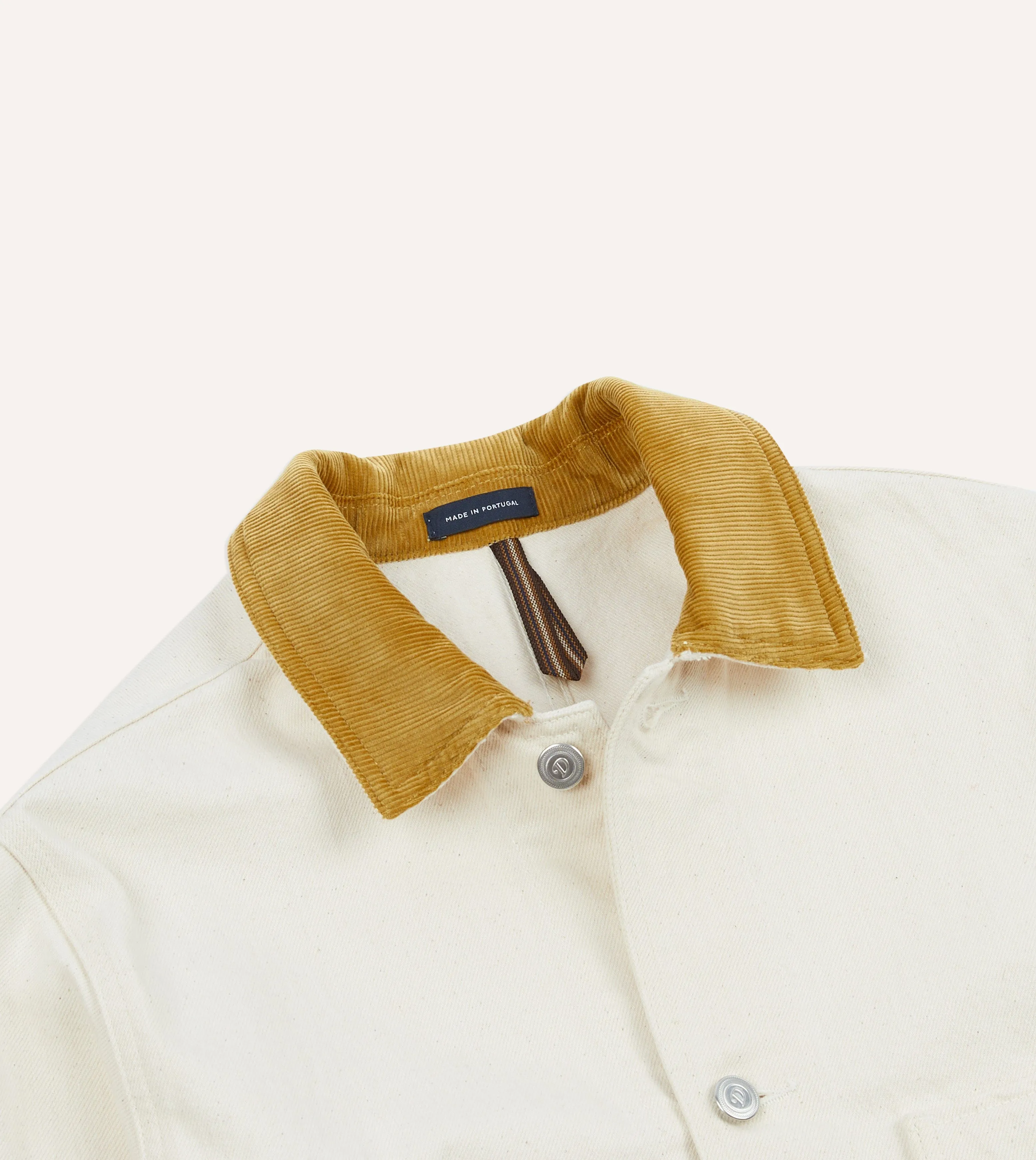 Ecru Heavy Twill Cotton Five-Pocket Chore Jacket sold by Drake's London product image thumbnail 3
