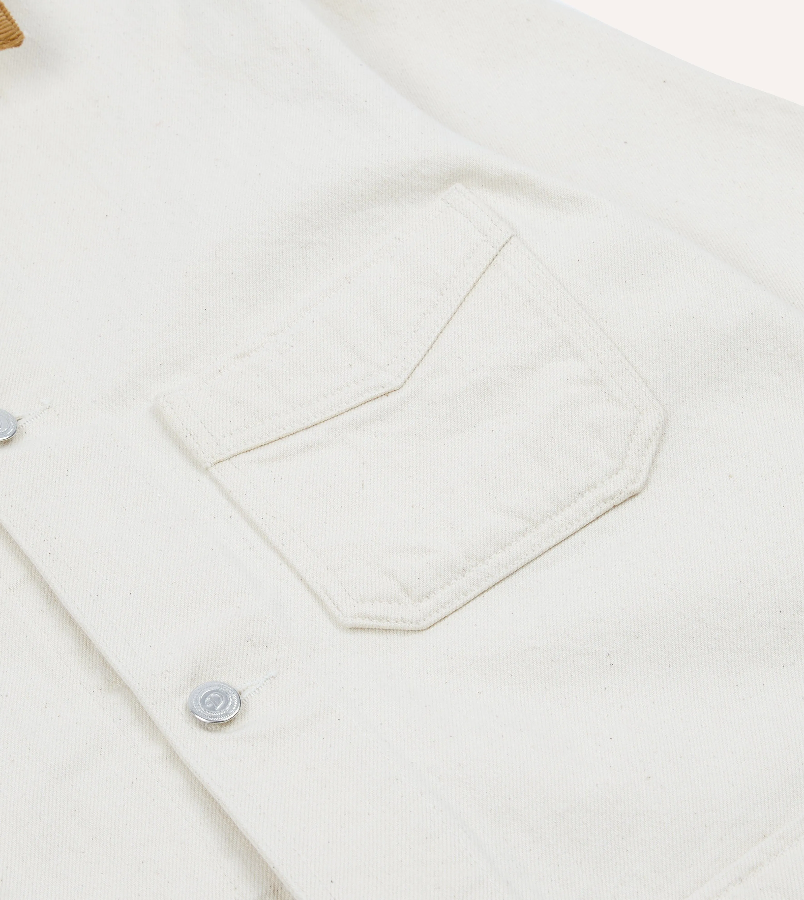 Ecru Heavy Twill Cotton Five-Pocket Chore Jacket sold by Drake's London product image thumbnail 4